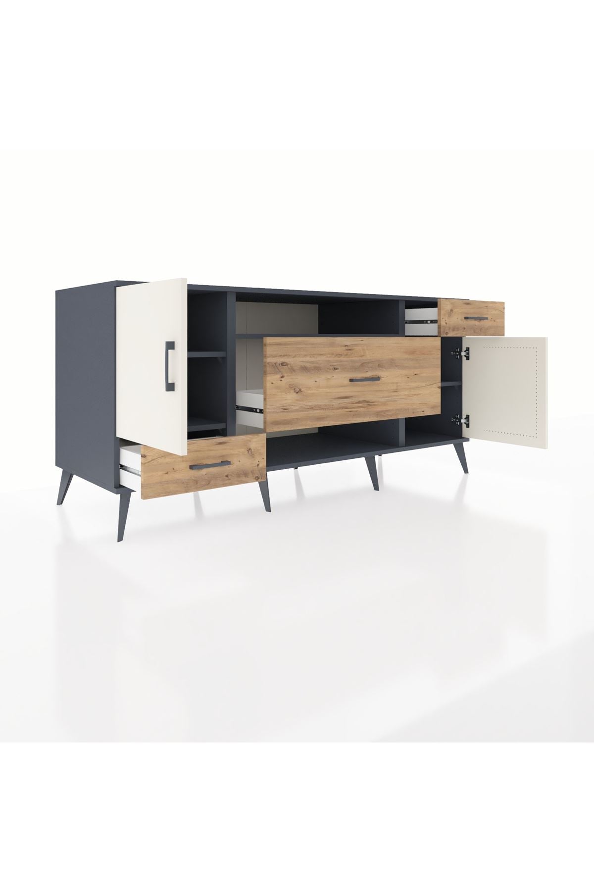 Kronos Konsol 4 Raflı 3 Çekmeceli 2 Kapaklı 176x59x83 - S610M022V15C