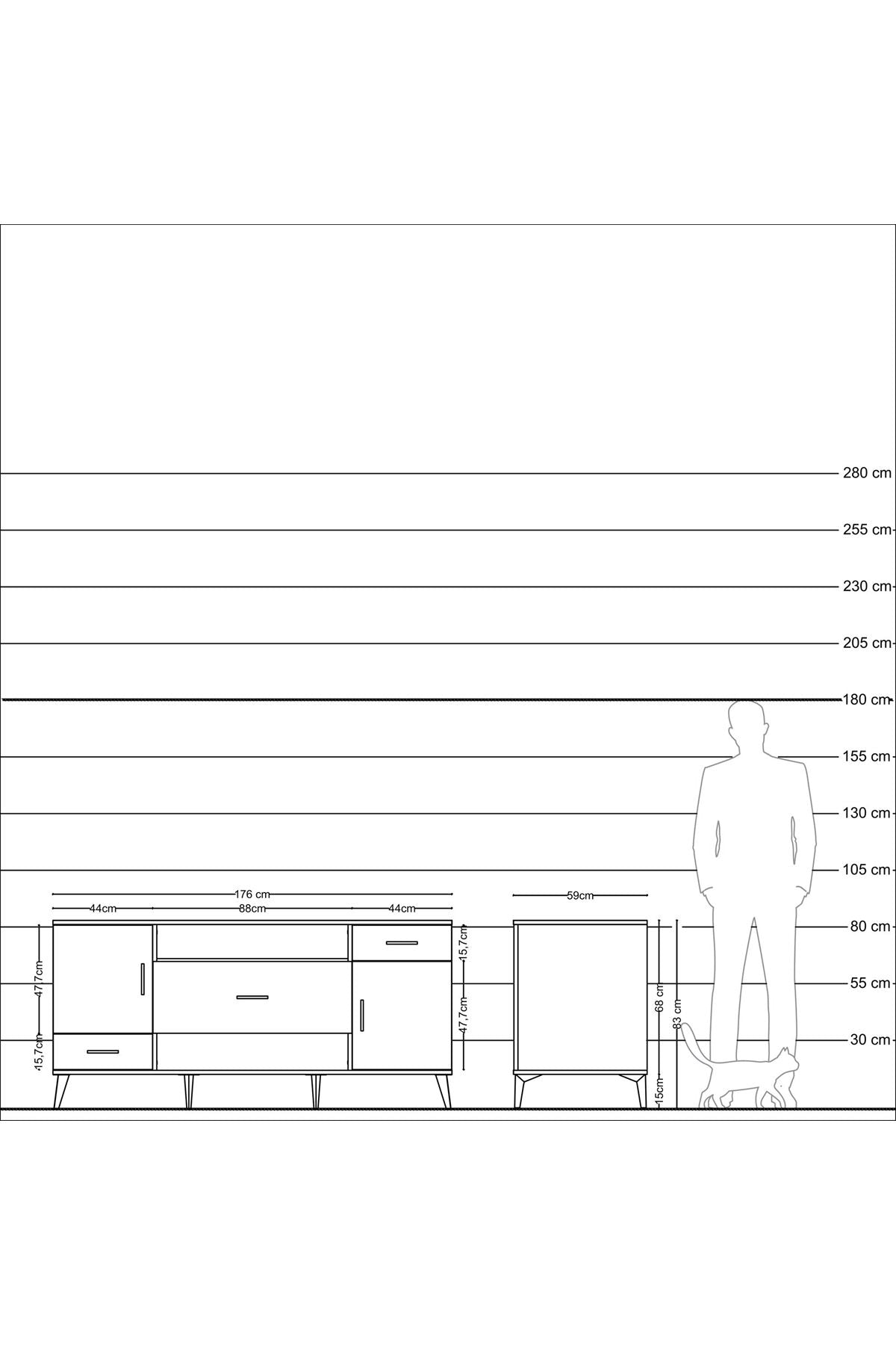 Kronos Konsol 4 Raflı 3 Çekmeceli 2 Kapaklı 176x59x83 - S610M022V20C