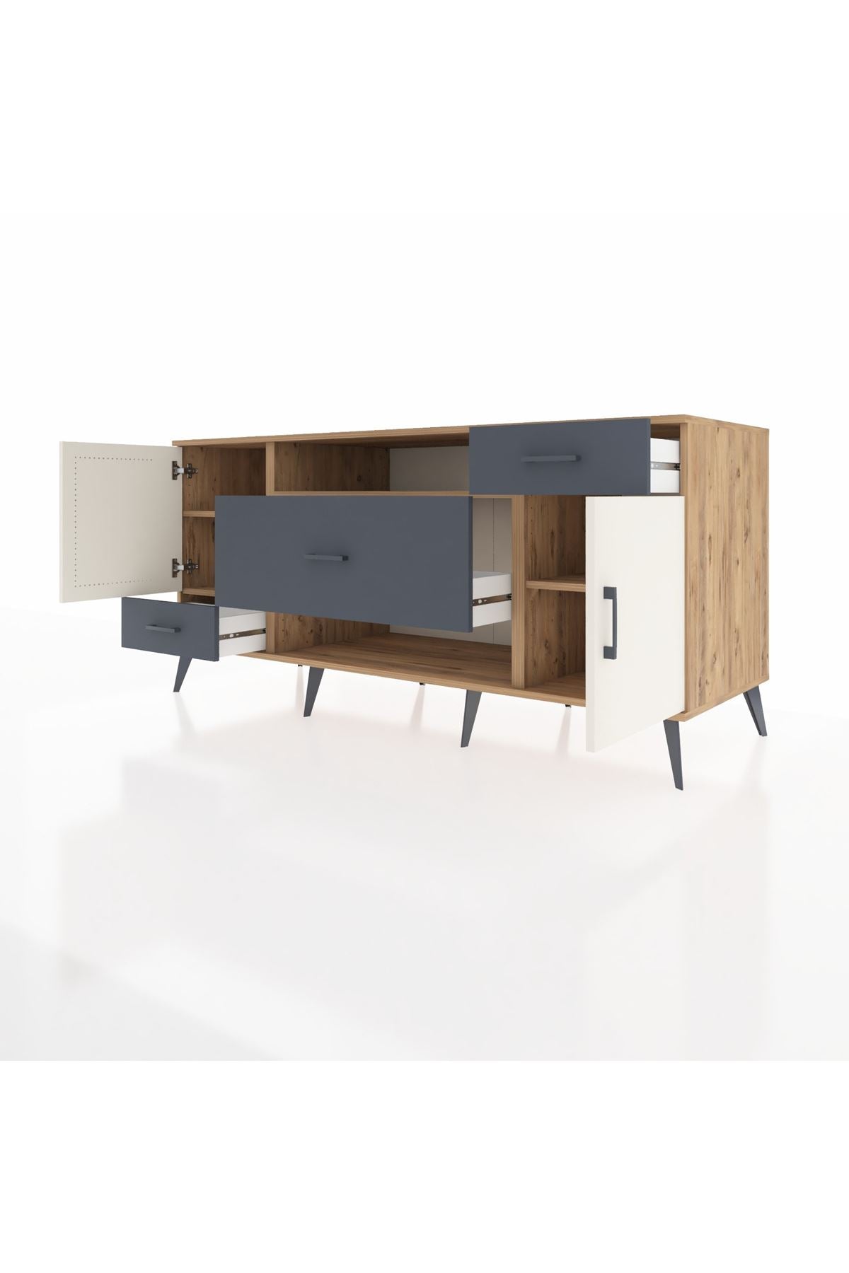 Kronos Konsol 4 Raflı 3 Çekmeceli 2 Kapaklı 176x59x83 - S610M022V23C