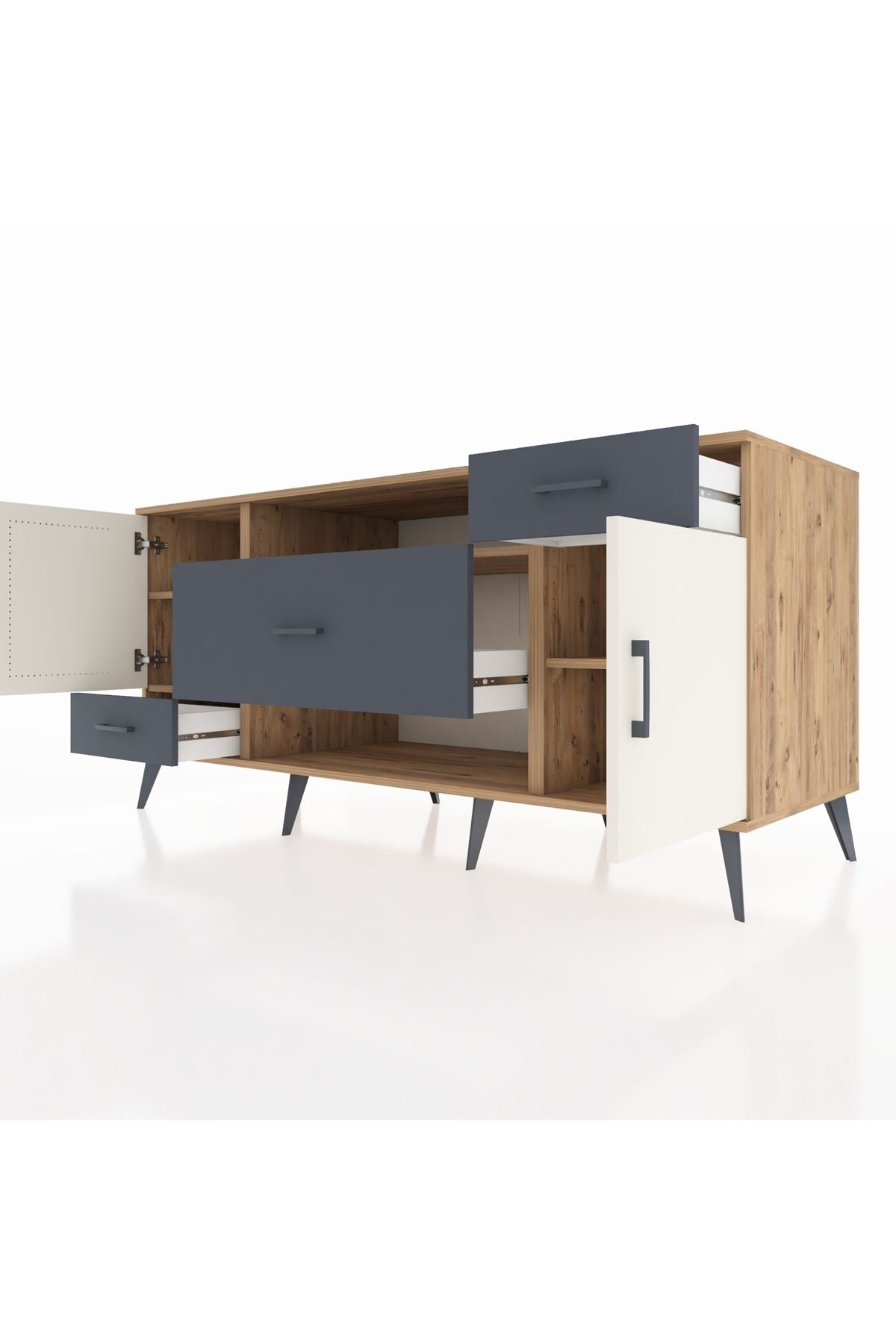 Kronos Konsol 4 Raflı 3 Çekmeceli 2 Kapaklı 176x59x83 - S610M022V23C