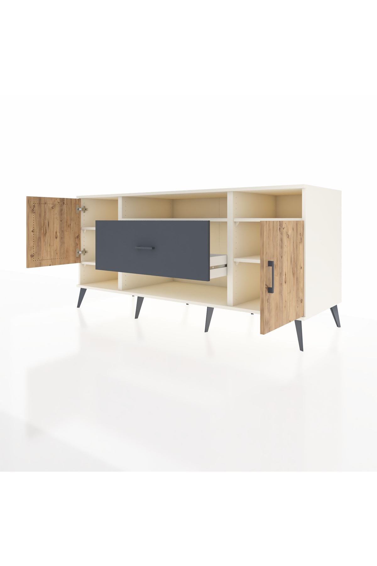 Kronos Konsol 5 Raflı Tek Çekmeceli 2 Kapaklı 176x59x83 - S610M023V02C