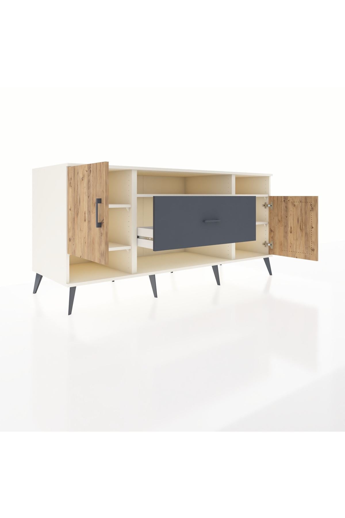 Kronos Konsol 5 Raflı Tek Çekmeceli 2 Kapaklı 176x59x83 - S610M023V02C