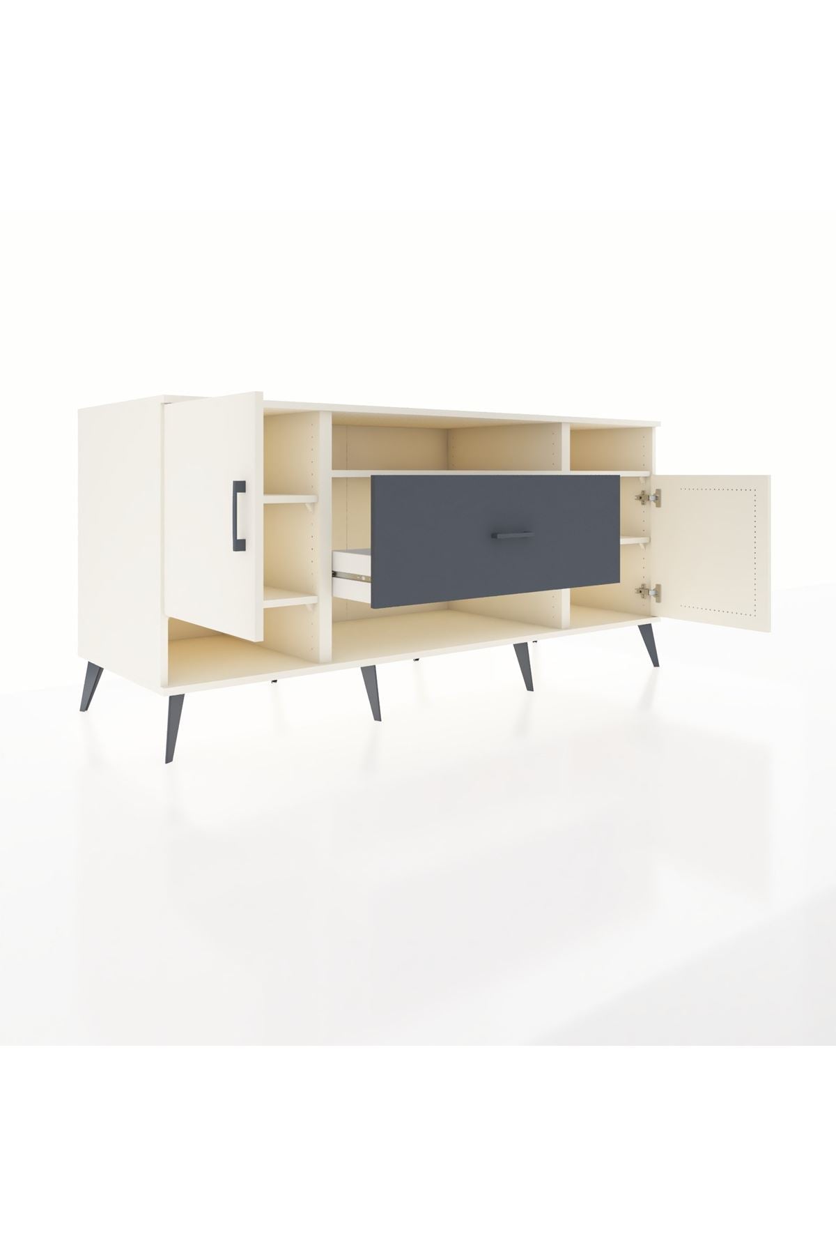 Kronos Konsol 5 Raflı Tek Çekmeceli 2 Kapaklı 176x59x83 - S610M023V05C