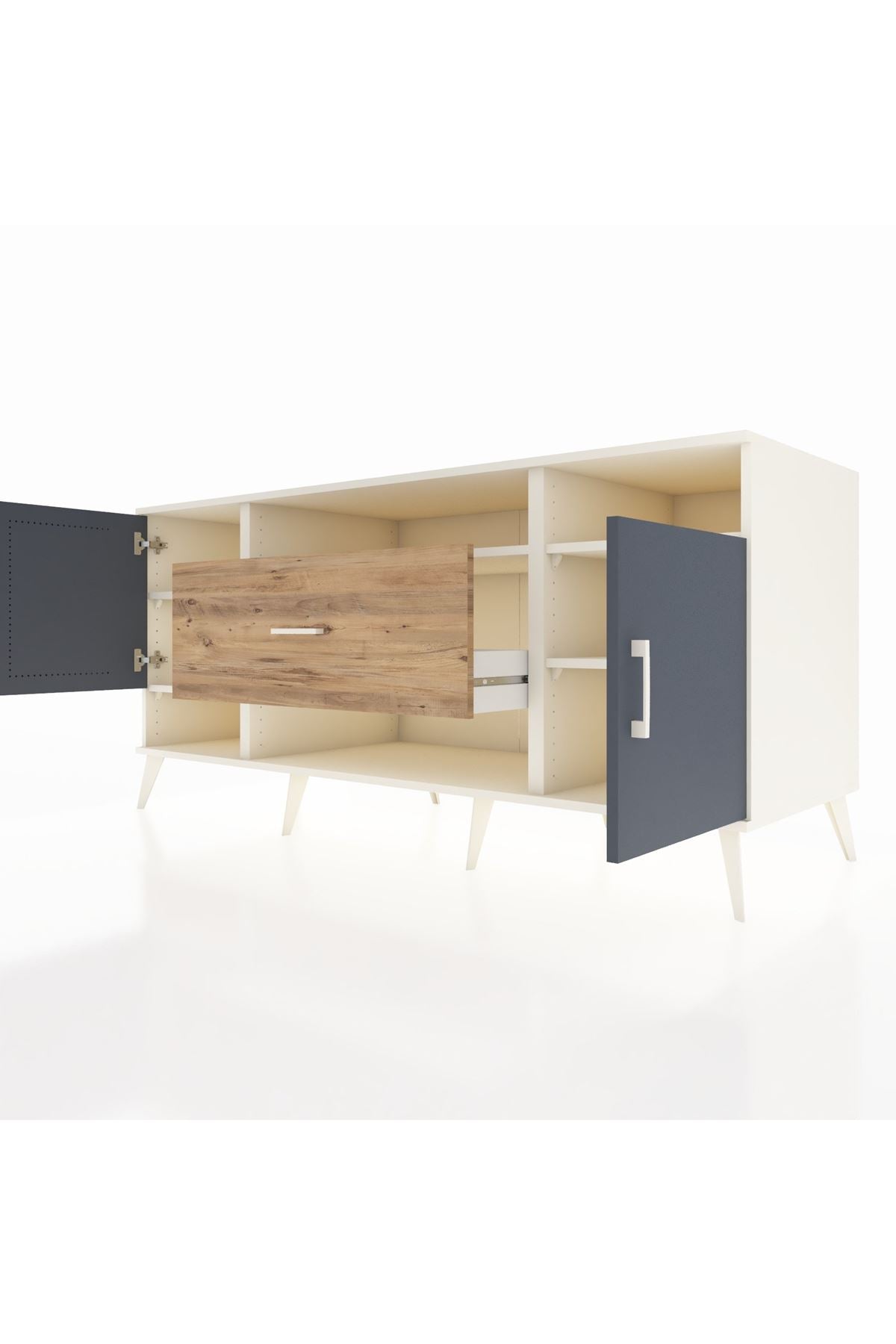 Kronos Konsol 5 Raflı Tek Çekmeceli 2 Kapaklı 176x59x83 - S610M023V09C