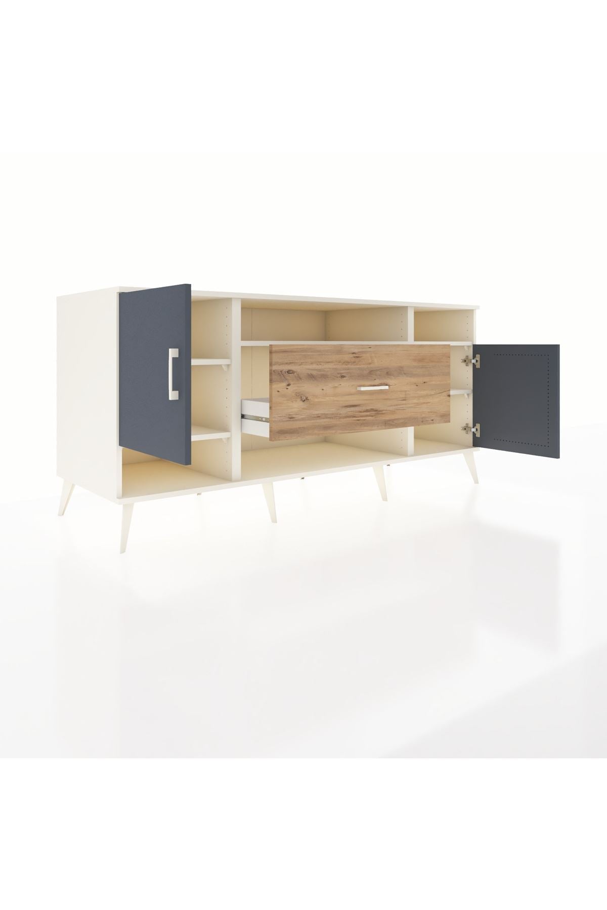 Kronos Konsol 5 Raflı Tek Çekmeceli 2 Kapaklı 176x59x83 - S610M023V09C