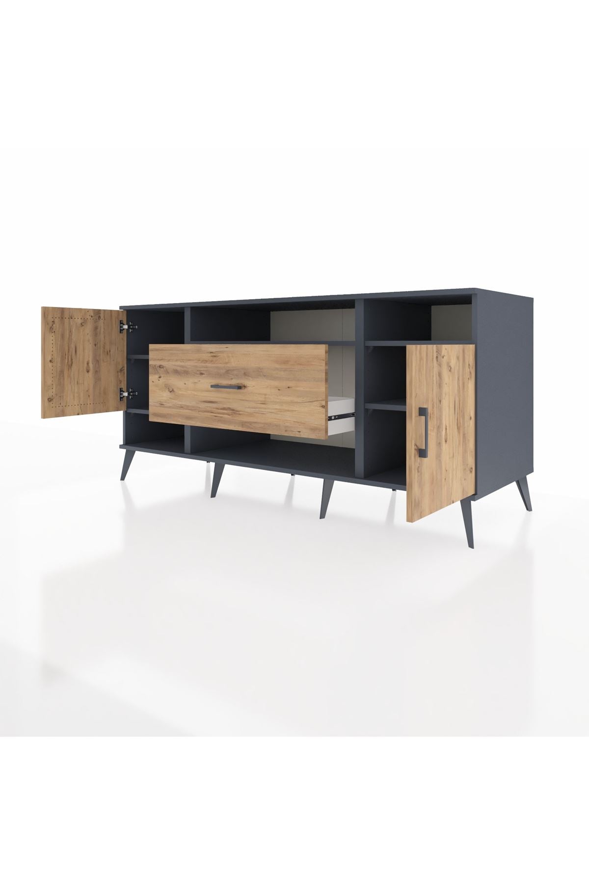 Kronos Konsol 5 Raflı Tek Çekmeceli 2 Kapaklı 176x59x83 - S610M023V12C