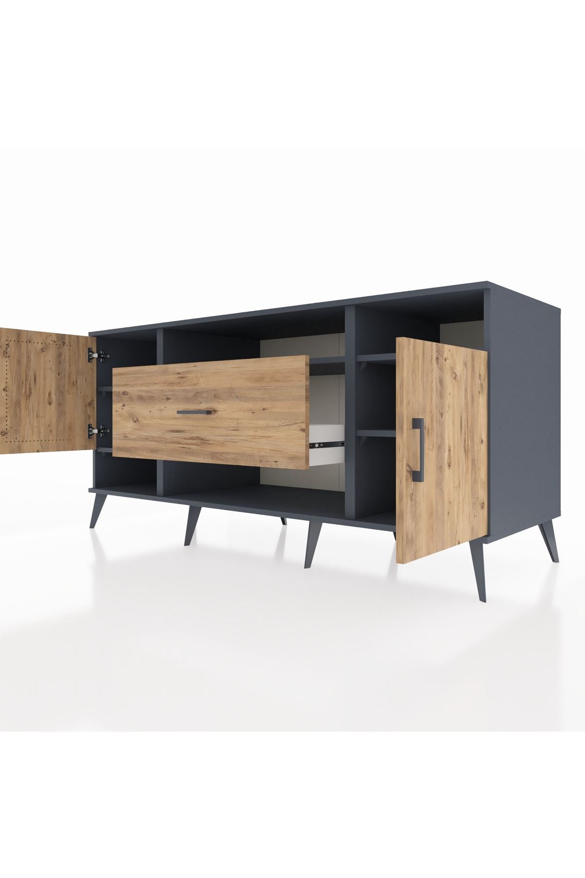 Kronos Konsol 5 Raflı Tek Çekmeceli 2 Kapaklı 176x59x83 - S610M023V12C