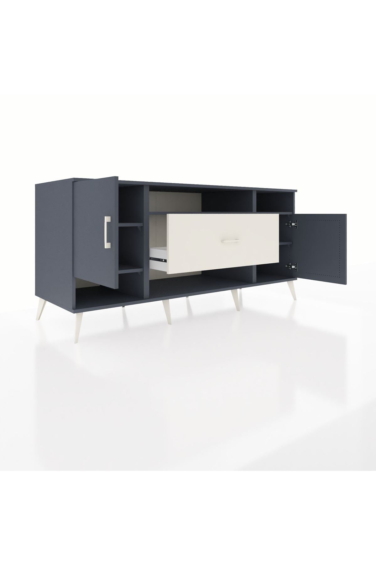Kronos Konsol 5 Raflı Tek Çekmeceli 2 Kapaklı 176x59x83 - S610M023V16C