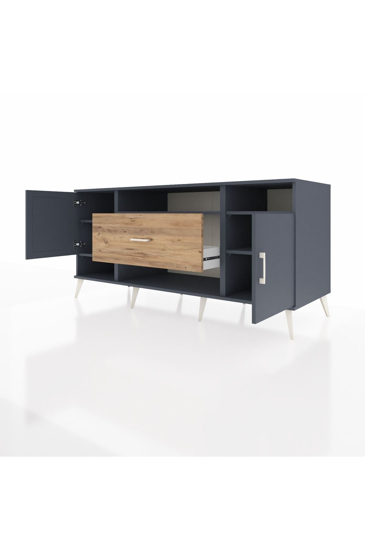 Kronos Konsol 5 Raflı Tek Çekmeceli 2 Kapaklı 176x59x83 - S610M023V18C