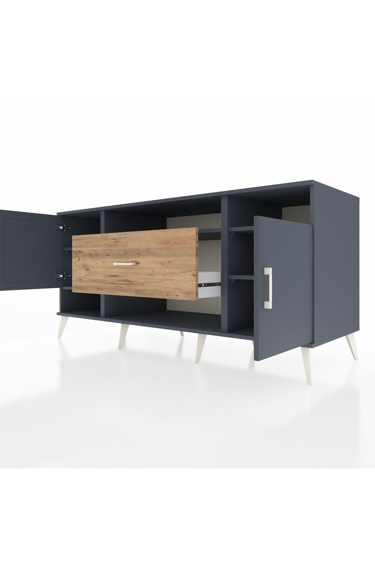 Kronos Konsol 5 Raflı Tek Çekmeceli 2 Kapaklı 176x59x83 - S610M023V18C