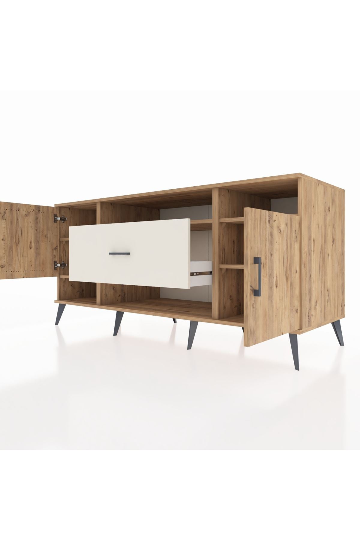 Kronos Konsol 5 Raflı Tek Çekmeceli 2 Kapaklı 176x59x83 - S610M023V19C
