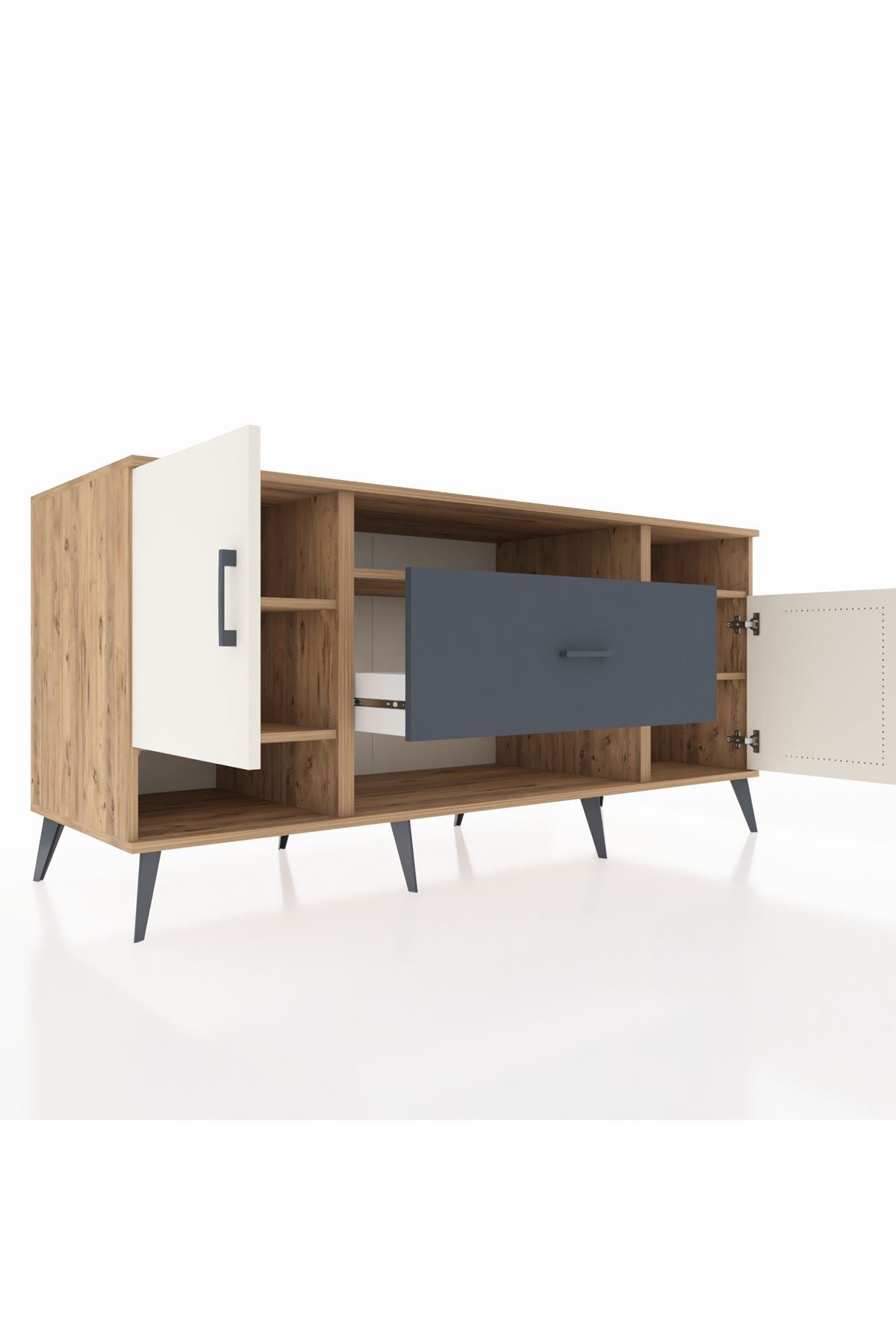 Kronos Konsol 5 Raflı Tek Çekmeceli 2 Kapaklı 176x59x83 - S610M023V23C