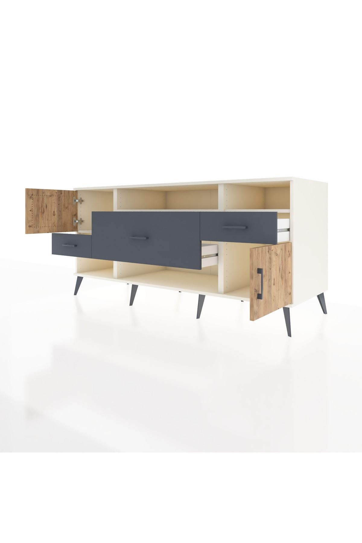 Kronos Konsol 3 Raflı 3 Çekmeceli 2 Kapaklı 176x59x83 - S610M024V02C