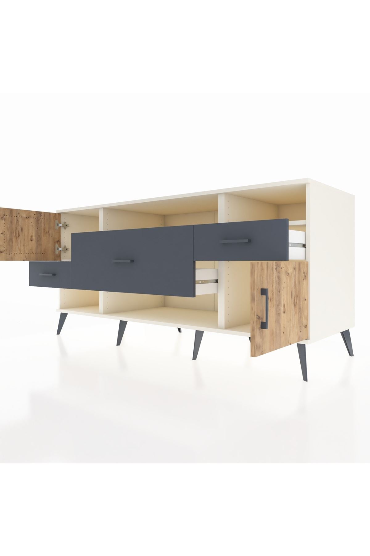 Kronos Konsol 3 Raflı 3 Çekmeceli 2 Kapaklı 176x59x83 - S610M024V02C