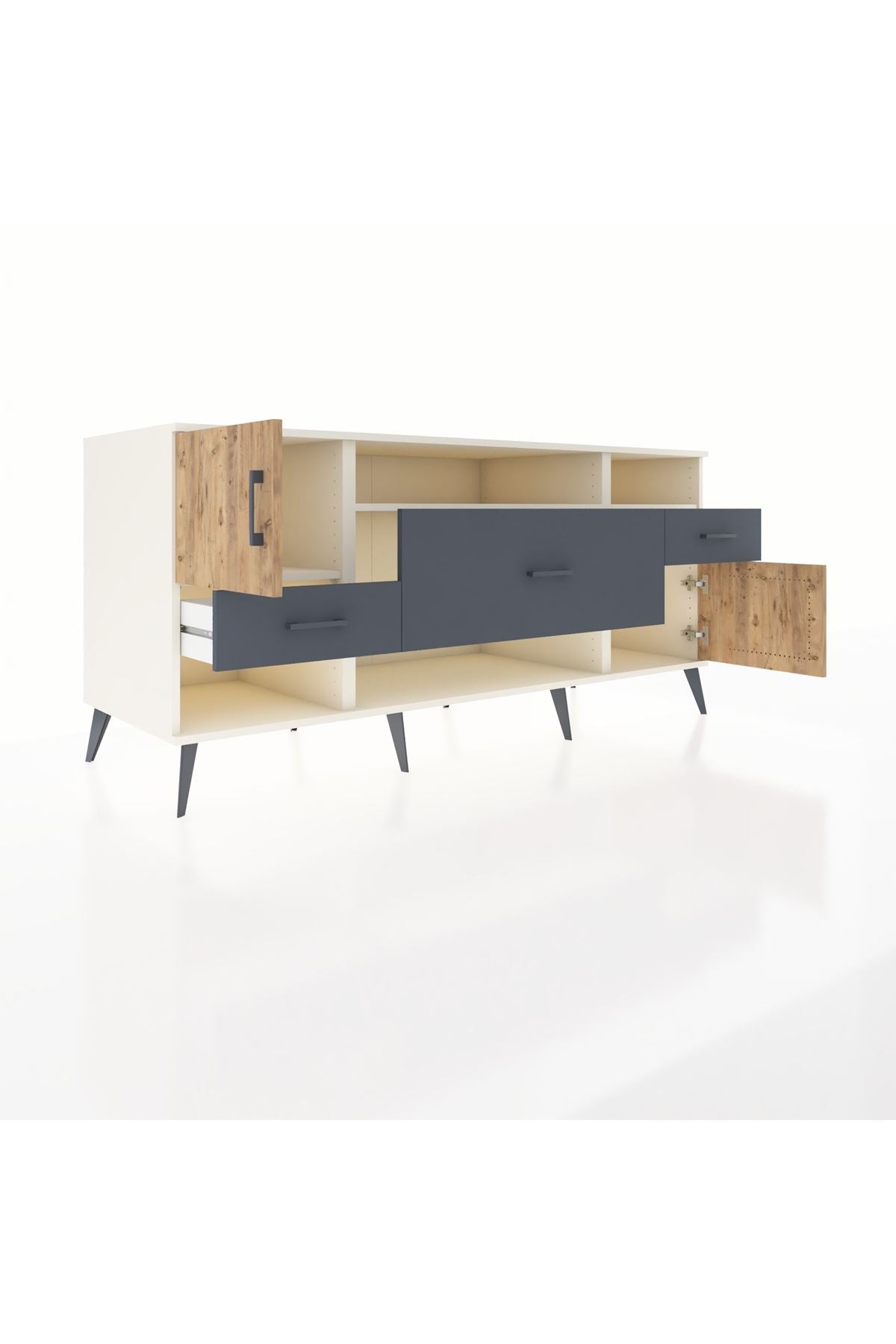 Kronos Konsol 3 Raflı 3 Çekmeceli 2 Kapaklı 176x59x83 - S610M024V02C