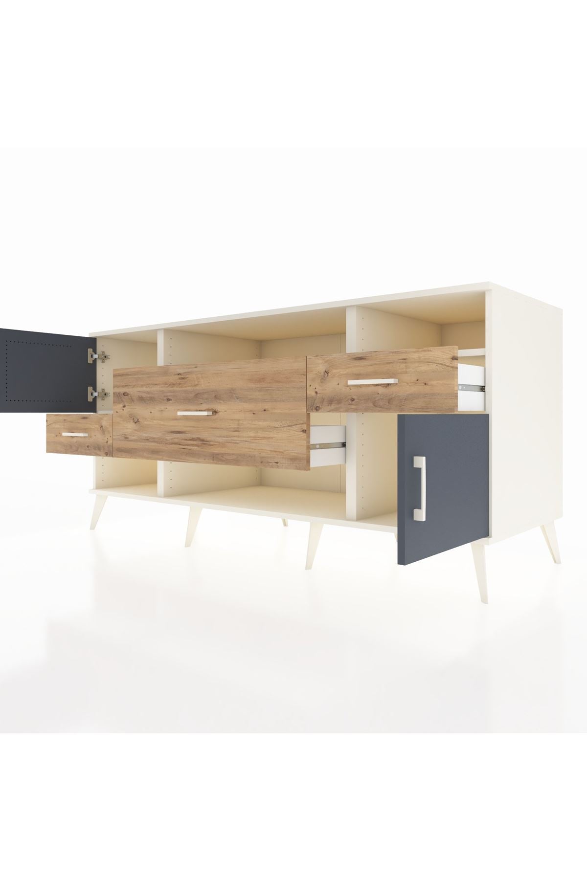 Kronos Konsol 3 Raflı 3 Çekmeceli 2 Kapaklı 176x59x83 - S610M024V09C