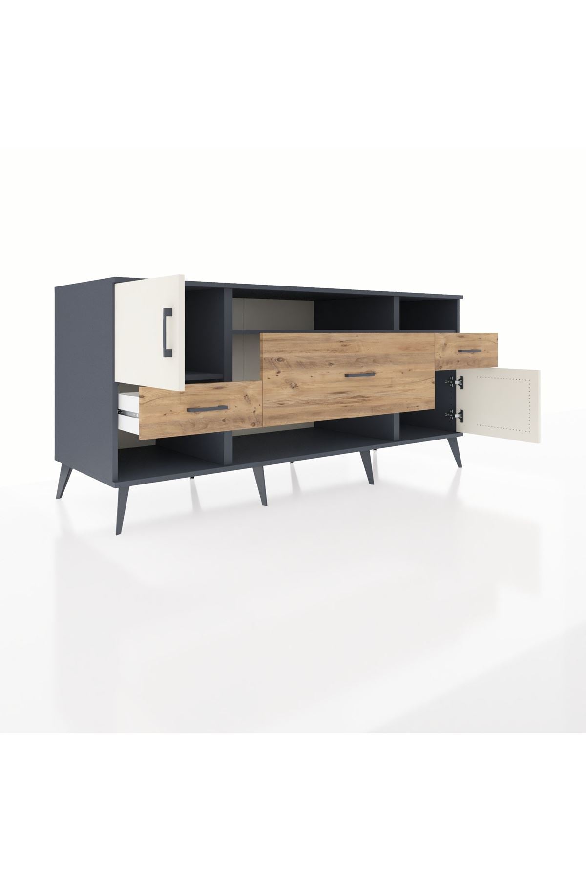Kronos Konsol 3 Raflı 3 Çekmeceli 2 Kapaklı 176x59x83 - S610M024V15C