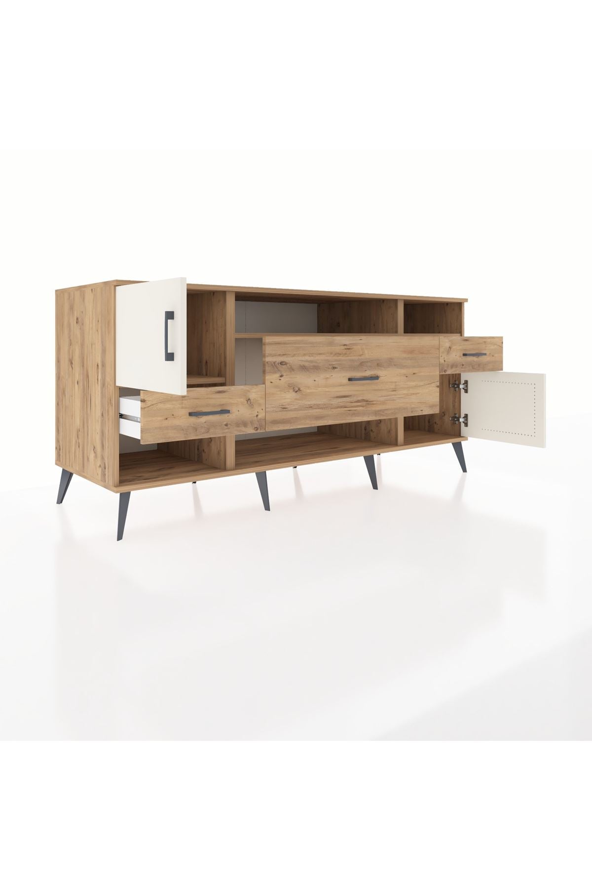 Kronos Konsol 3 Raflı 3 Çekmeceli 2 Kapaklı 176x59x83 - S610M024V24C