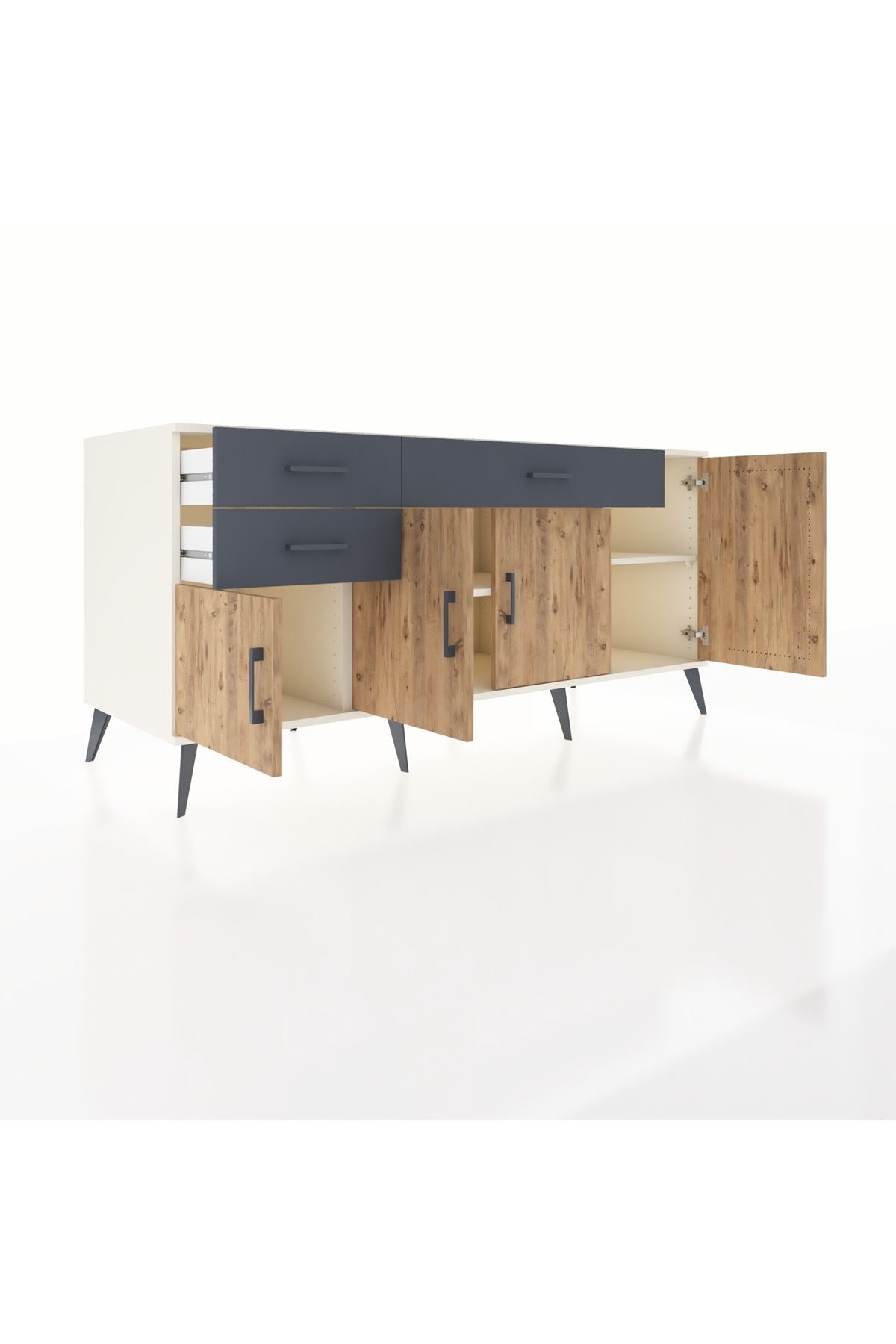 Kronos Konsol 3 Raflı 3 Çekmeceli 4 Kapaklı 176x59x83 - S610M025V02C