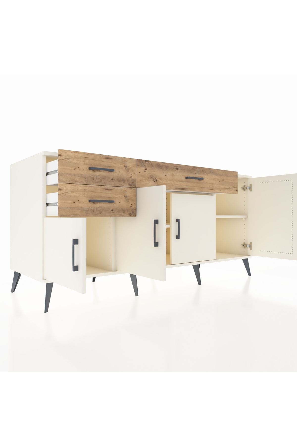 Kronos Konsol 3 Raflı 3 Çekmeceli 4 Kapaklı 176x59x83 - S610M025V06C
