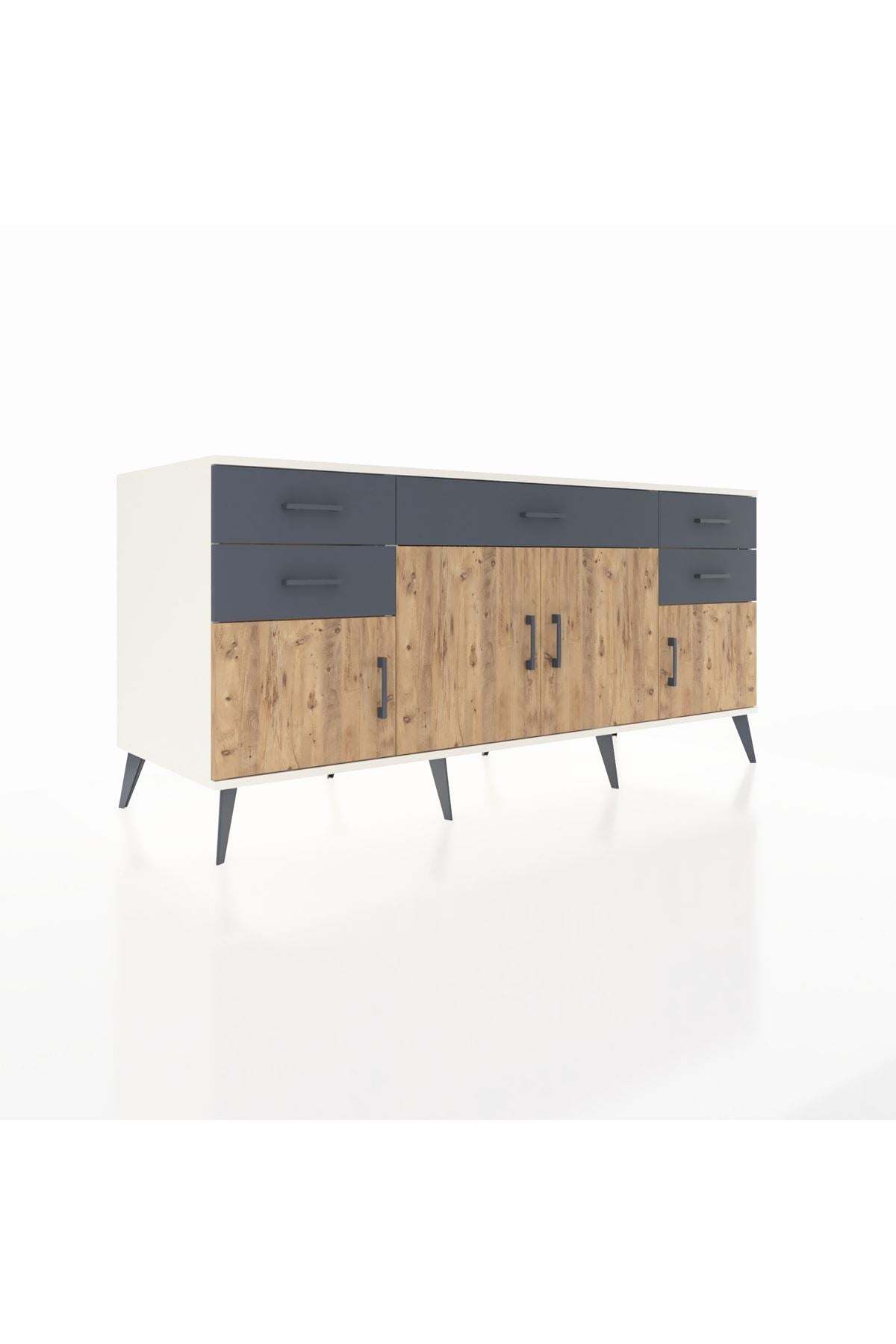 Kronos Konsol Tek Raflı 5 Çekmeceli 4 Kapaklı 176x59x83 - S610M026V02C