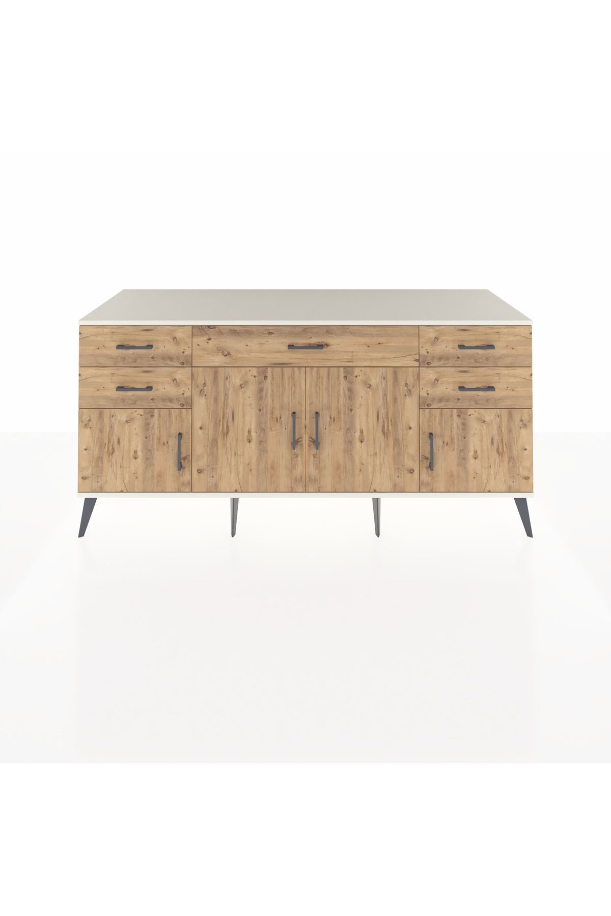 Kronos Konsol Tek Raflı 5 Çekmeceli 4 Kapaklı 176x59x83 - S610M026V03C