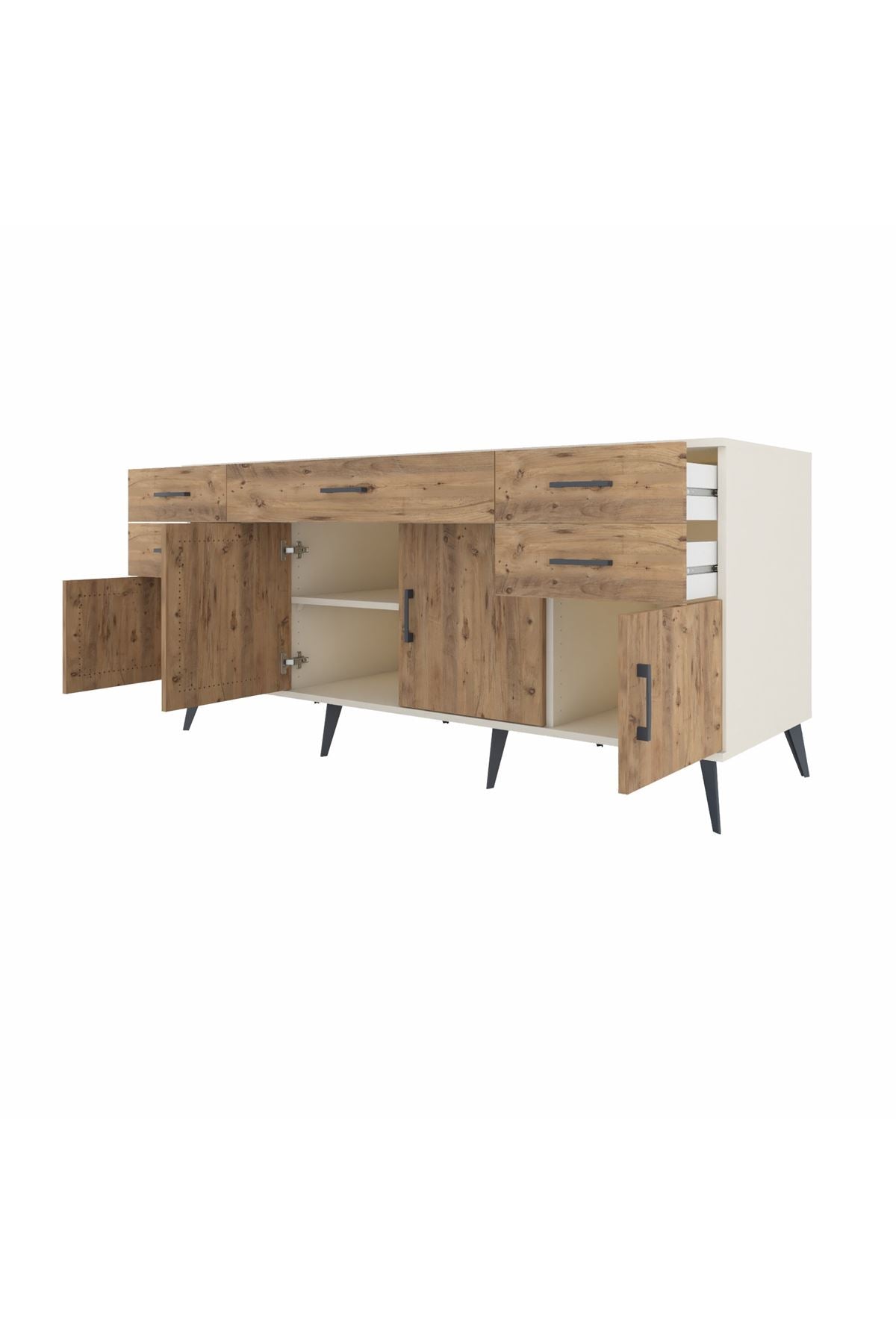 Kronos Konsol Tek Raflı 5 Çekmeceli 4 Kapaklı 176x59x83 - S610M026V03C