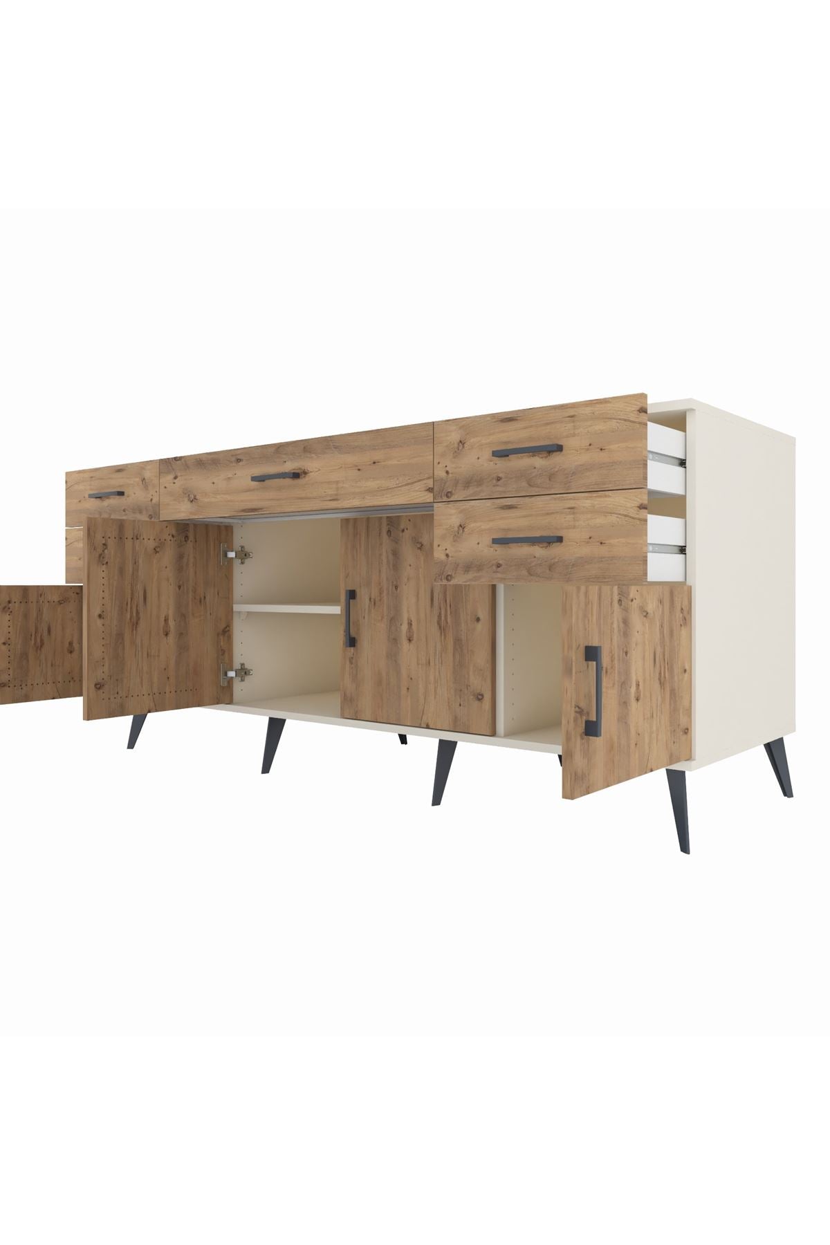 Kronos Konsol Tek Raflı 5 Çekmeceli 4 Kapaklı 176x59x83 - S610M026V03C