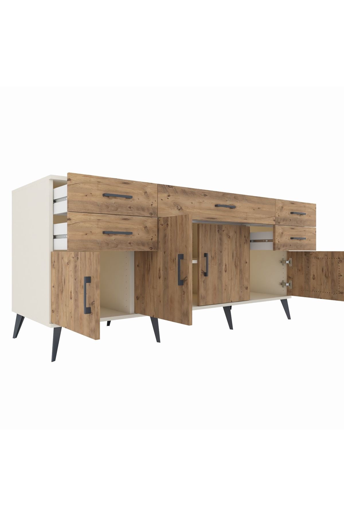 Kronos Konsol Tek Raflı 5 Çekmeceli 4 Kapaklı 176x59x83 - S610M026V03C
