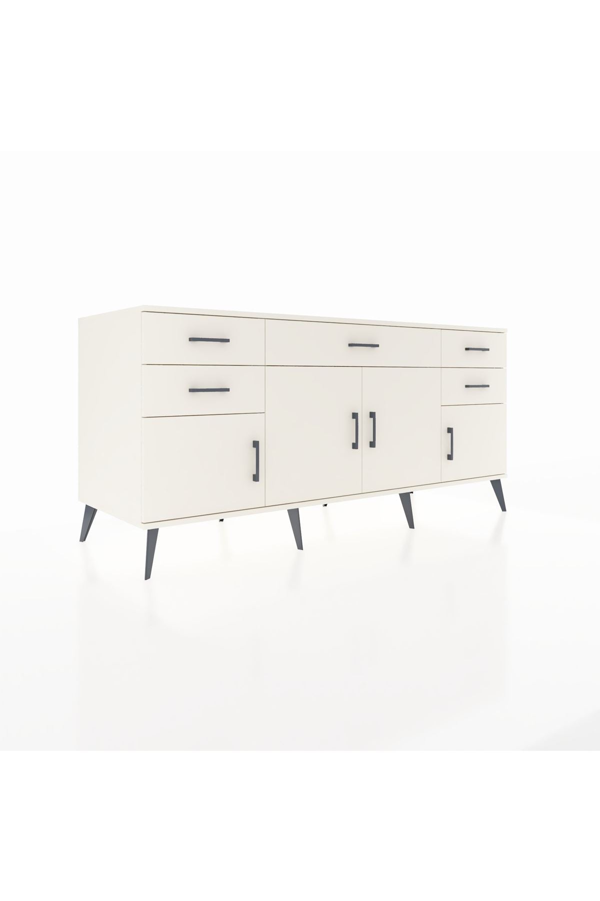Kronos Konsol Tek Raflı 5 Çekmeceli 4 Kapaklı 176x59x83 - S610M026V04C