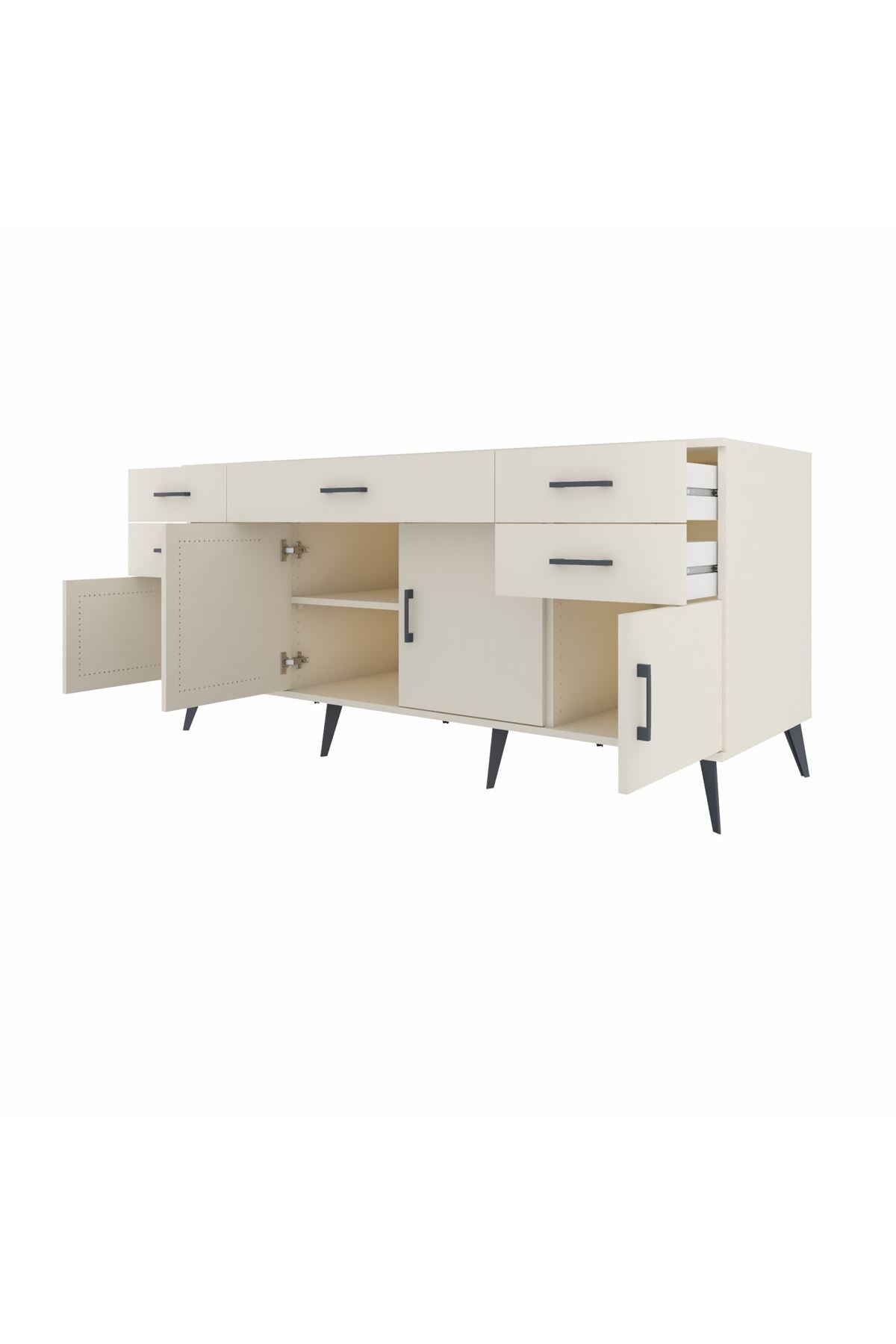 Kronos Konsol Tek Raflı 5 Çekmeceli 4 Kapaklı 176x59x83 - S610M026V04C