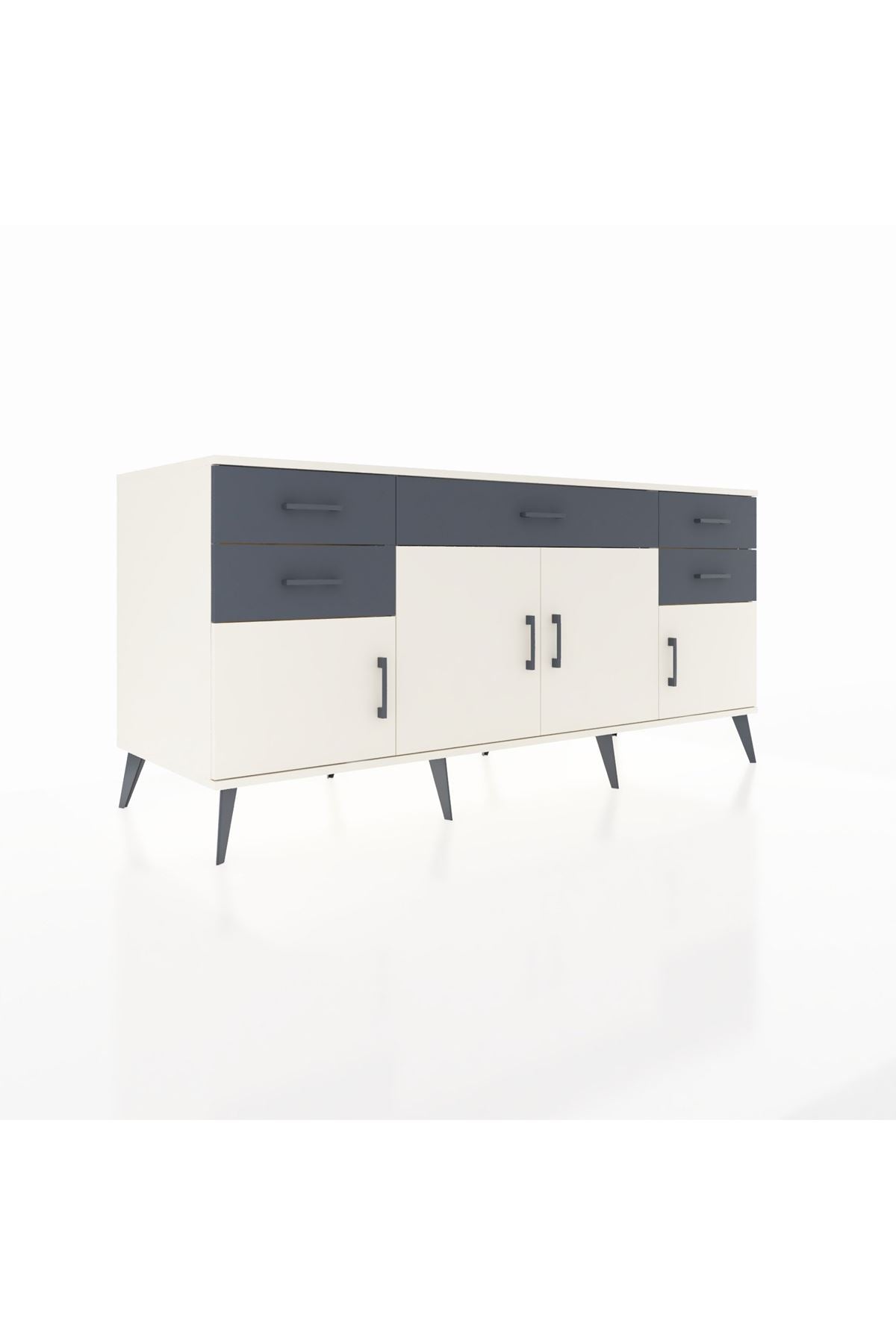 Kronos Konsol Tek Raflı 5 Çekmeceli 4 Kapaklı 176x59x83 - S610M026V05C