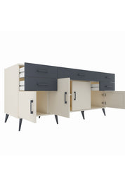 Kronos Konsol Tek Raflı 5 Çekmeceli 4 Kapaklı 176x59x83 - S610M026V05C