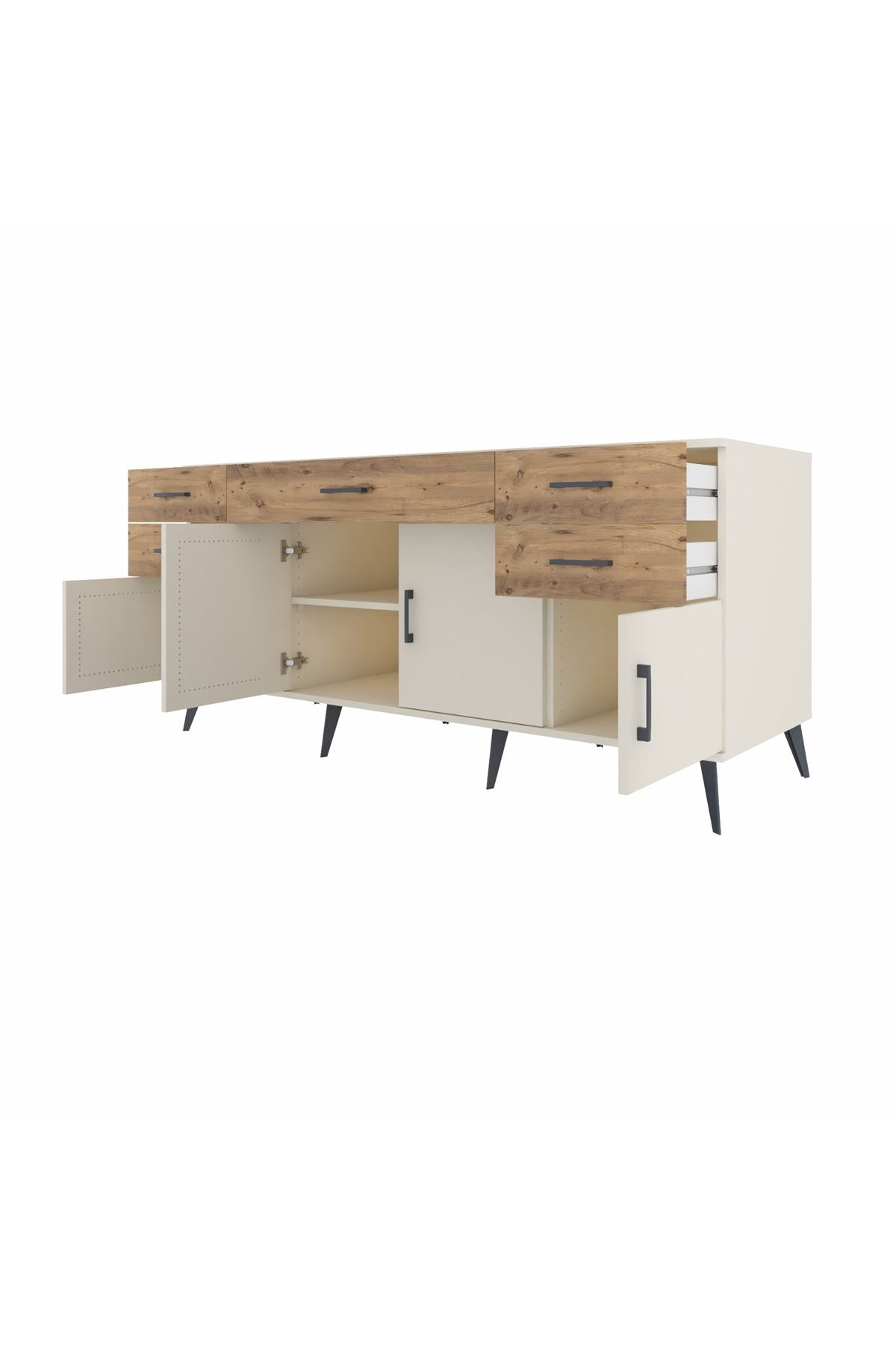 Kronos Konsol Tek Raflı 5 Çekmeceli 4 Kapaklı 176x59x83 - S610M026V06C