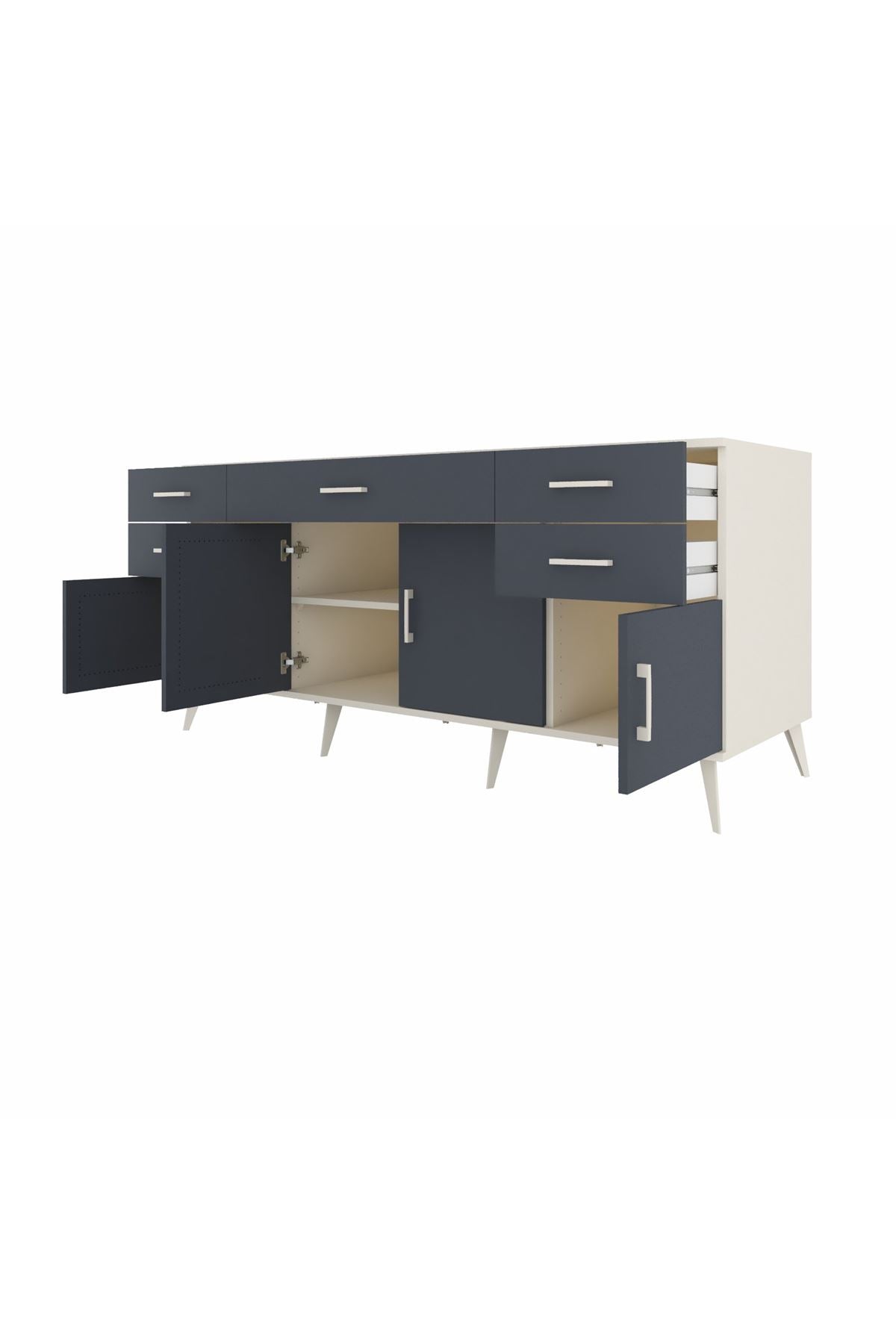 Kronos Konsol Tek Raflı 5 Çekmeceli 4 Kapaklı 176x59x83 - S610M026V08C