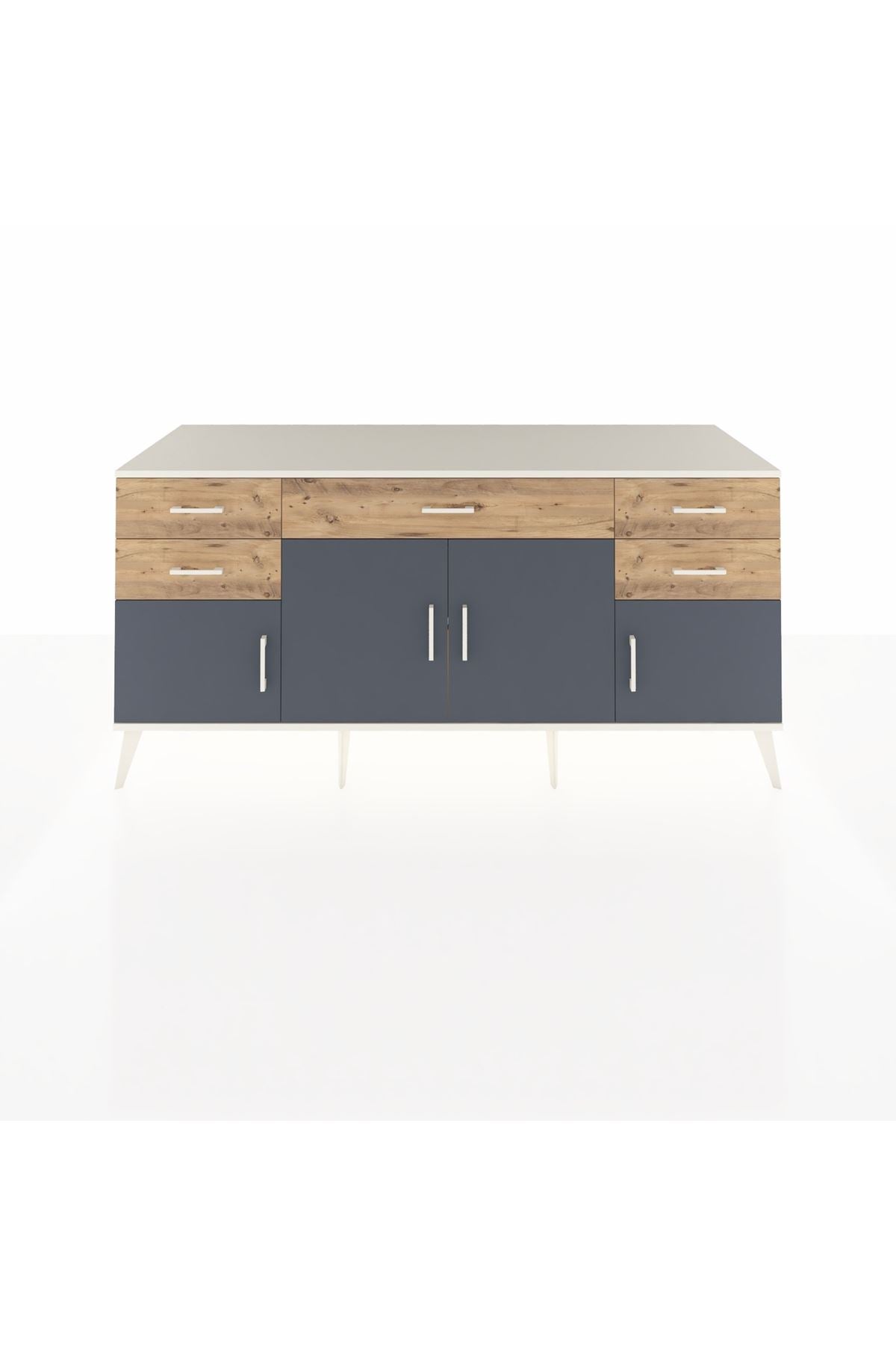 Kronos Konsol Tek Raflı 5 Çekmeceli 4 Kapaklı 176x59x83 - S610M026V09C