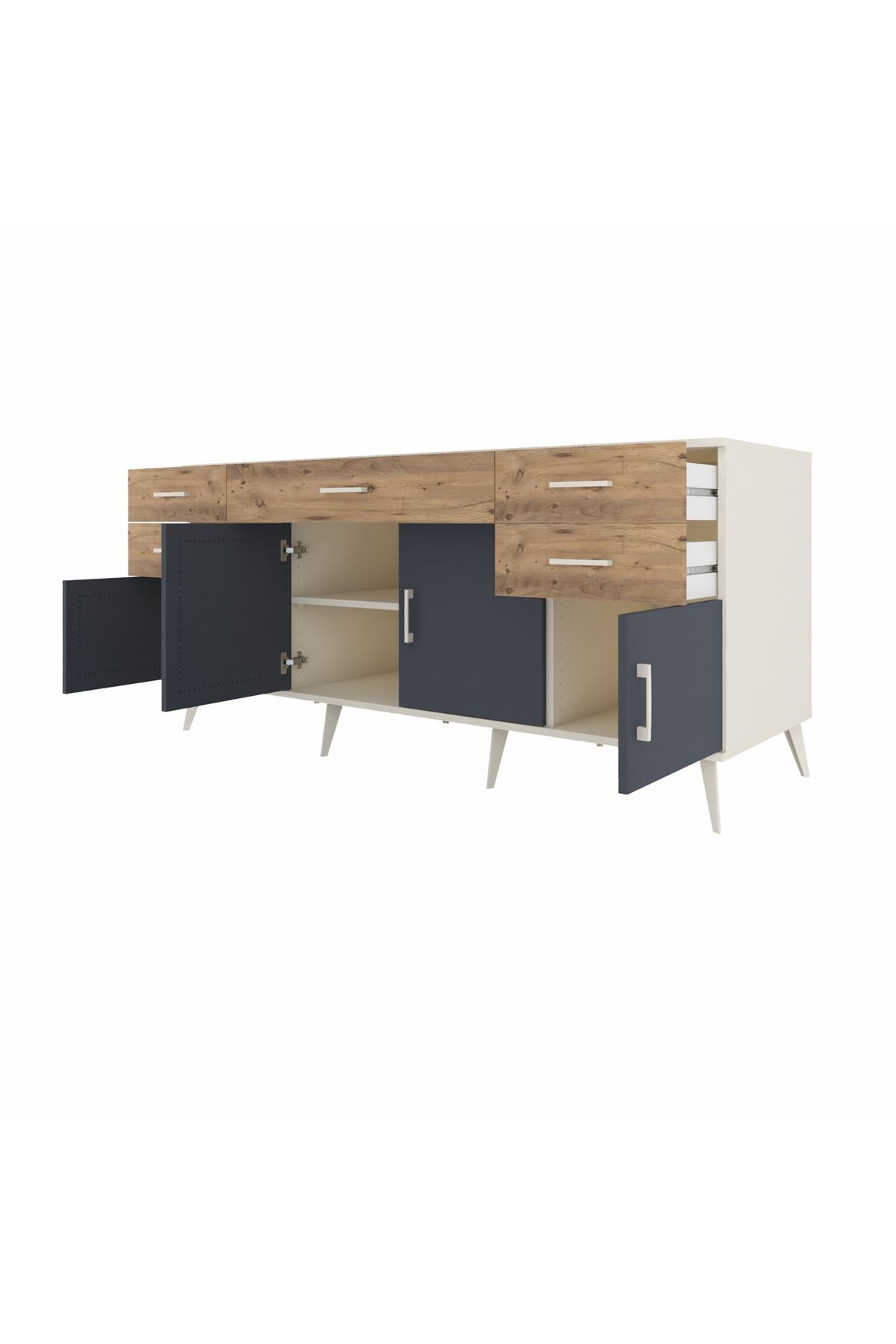 Kronos Konsol Tek Raflı 5 Çekmeceli 4 Kapaklı 176x59x83 - S610M026V09C