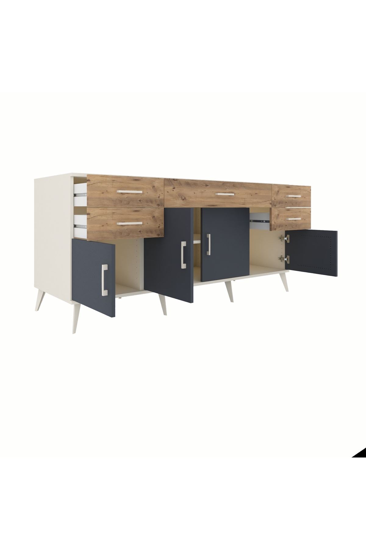 Kronos Konsol Tek Raflı 5 Çekmeceli 4 Kapaklı 176x59x83 - S610M026V09C