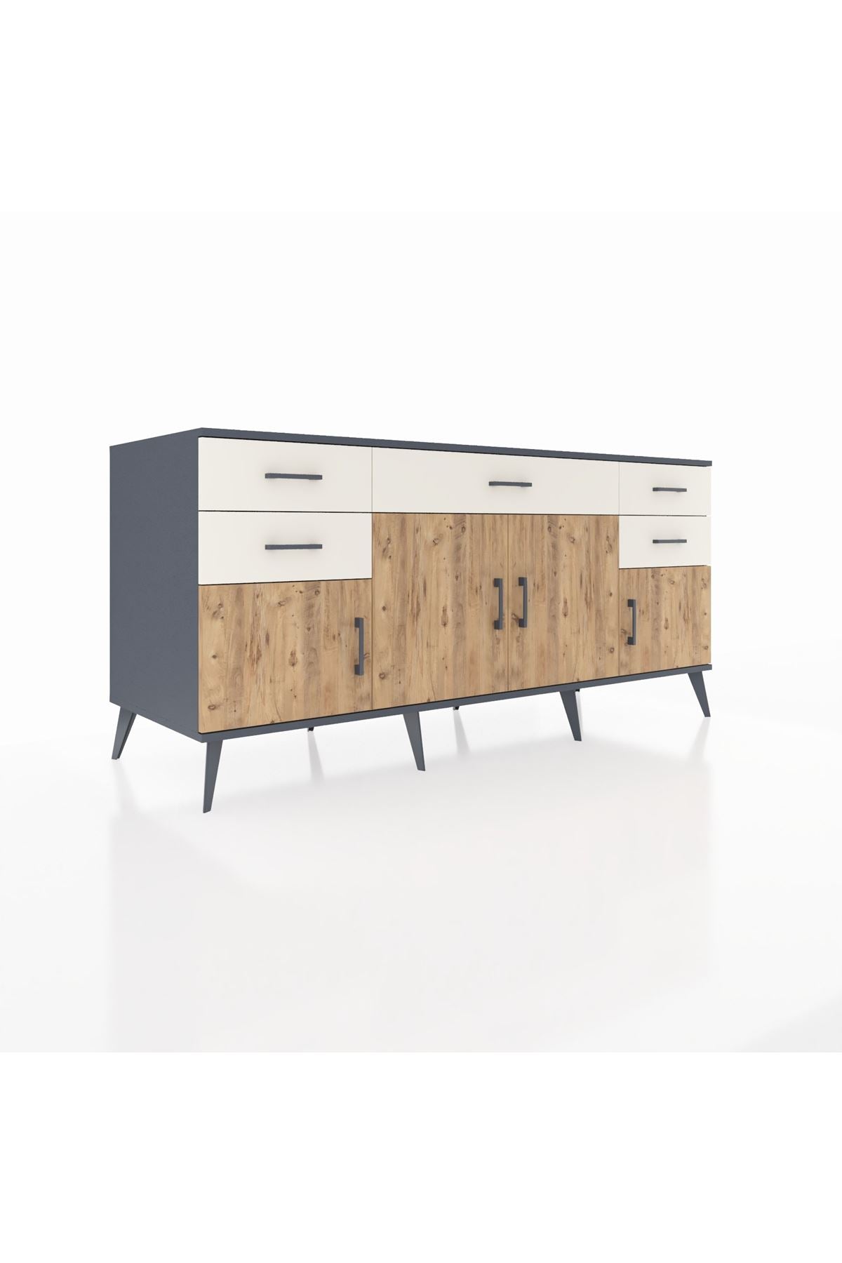 Kronos Konsol Tek Raflı 5 Çekmeceli 4 Kapaklı 176x59x83 - S610M026V10C