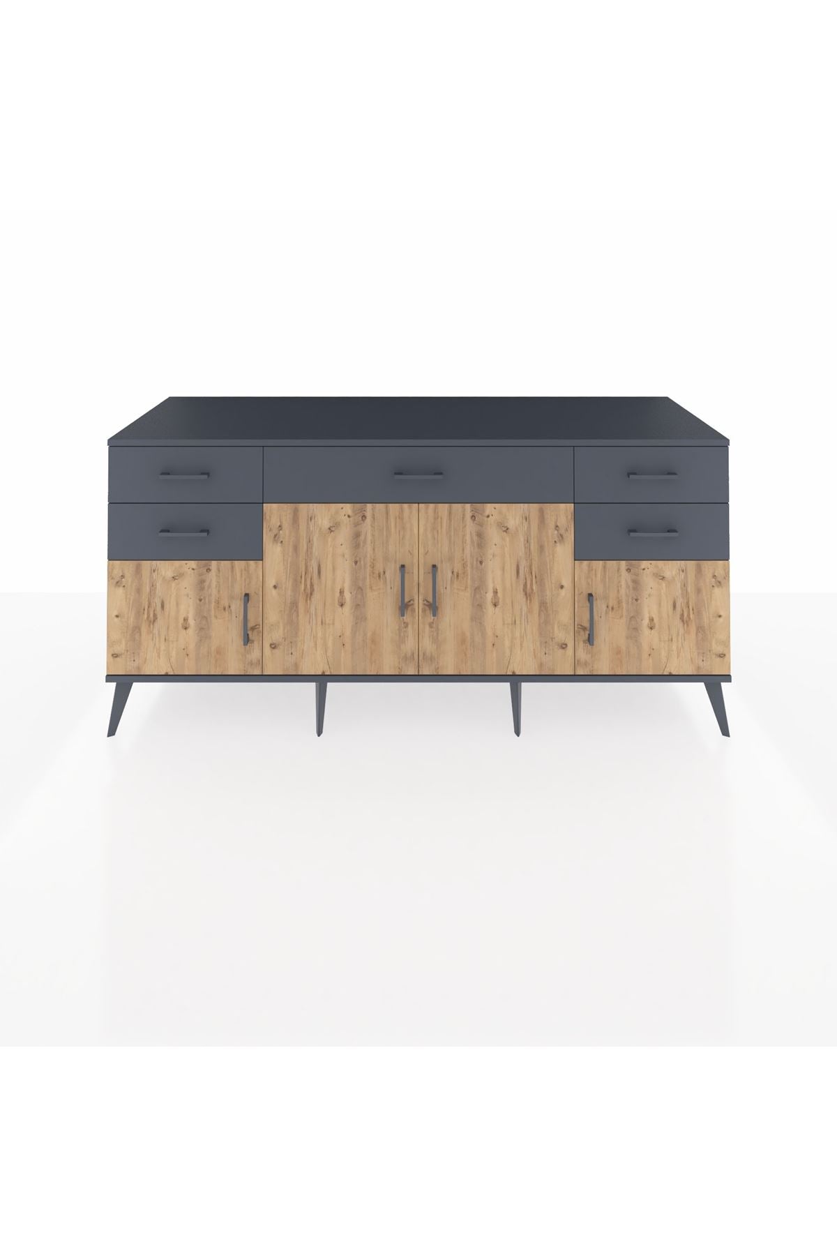 Kronos Konsol Tek Raflı 5 Çekmeceli 4 Kapaklı 176x59x83 - S610M026V11C