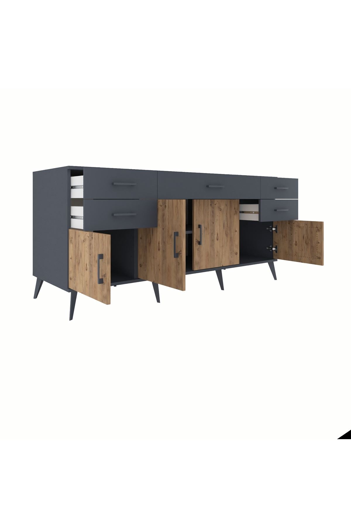 Kronos Konsol Tek Raflı 5 Çekmeceli 4 Kapaklı 176x59x83 - S610M026V11C