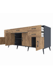 Kronos Konsol Tek Raflı 5 Çekmeceli 4 Kapaklı 176x59x83 - S610M026V12C