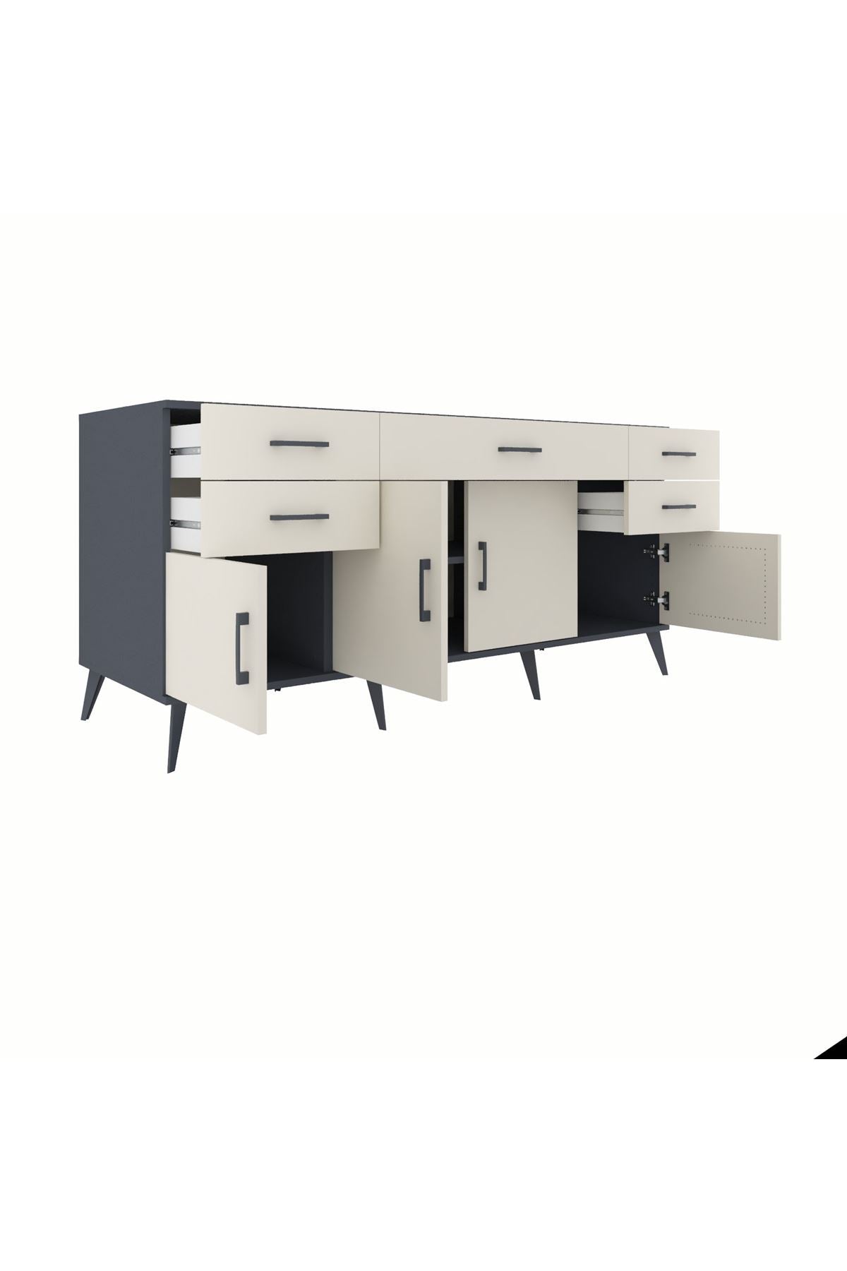 Kronos Konsol Tek Raflı 5 Çekmeceli 4 Kapaklı 176x59x83 - S610M026V13C