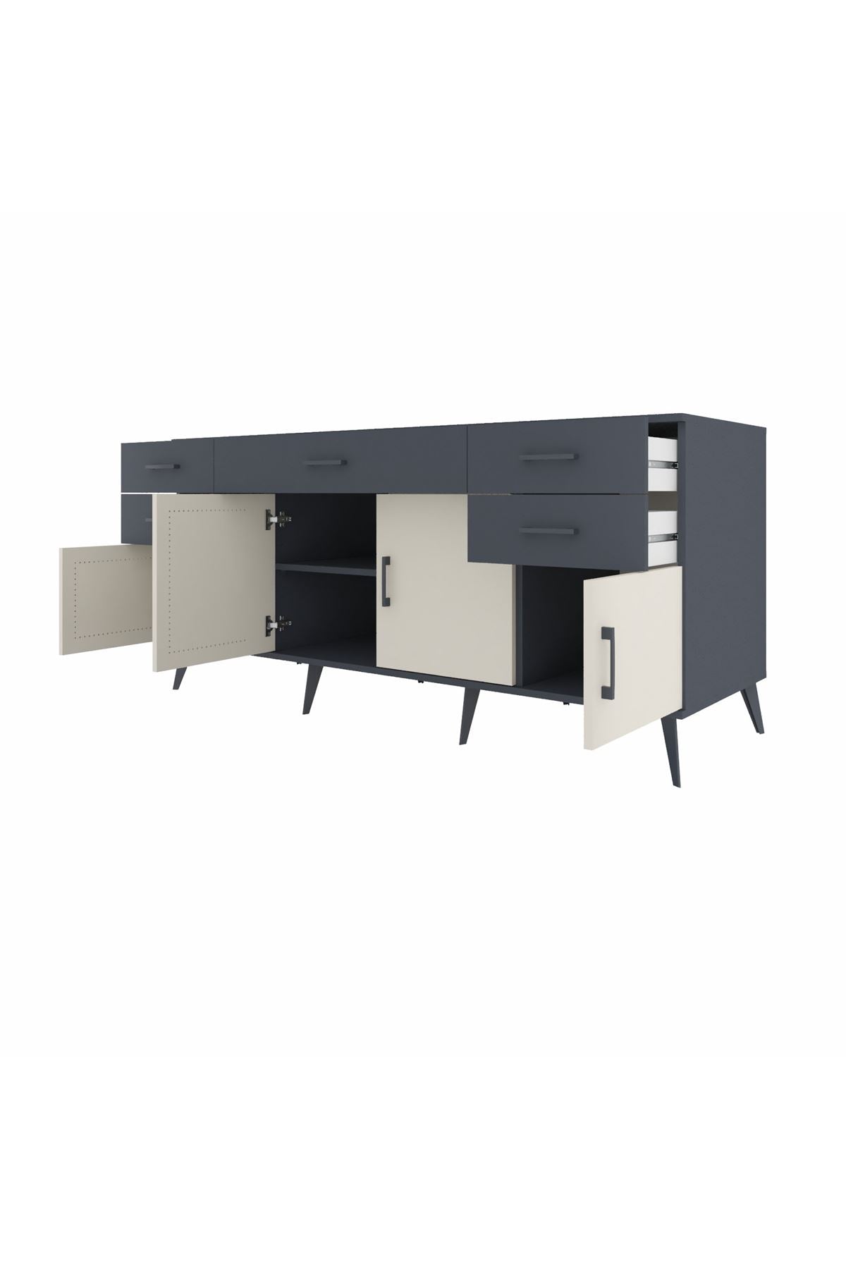 Kronos Konsol Tek Raflı 5 Çekmeceli 4 Kapaklı 176x59x83 - S610M026V14C