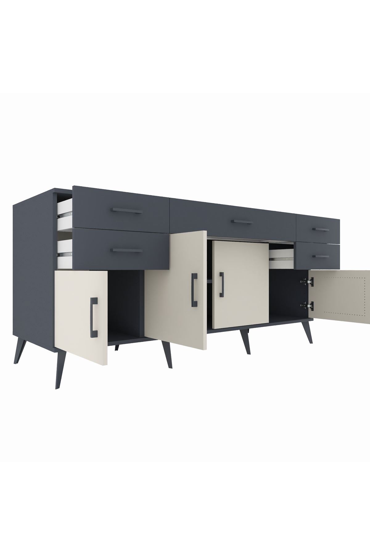 Kronos Konsol Tek Raflı 5 Çekmeceli 4 Kapaklı 176x59x83 - S610M026V14C