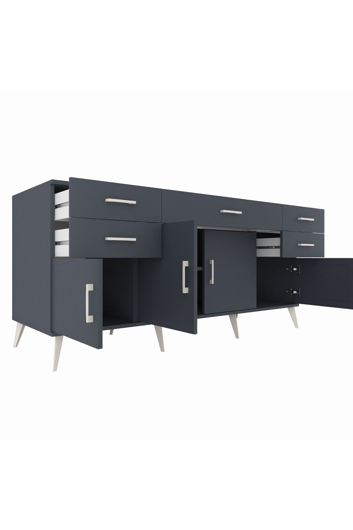 Kronos Konsol Tek Raflı 5 Çekmeceli 4 Kapaklı 176x59x83 - S610M026V17C