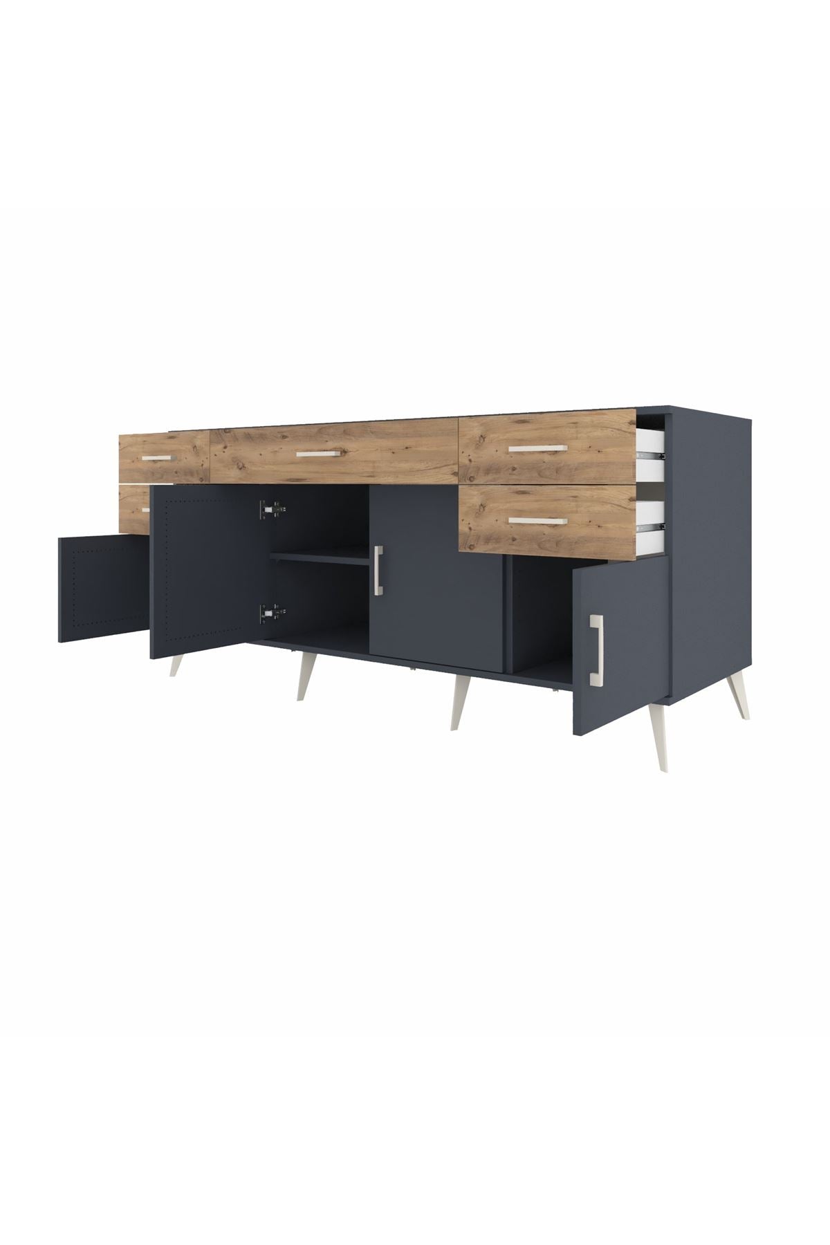 Kronos Konsol Tek Raflı 5 Çekmeceli 4 Kapaklı 176x59x83 - S610M026V18C