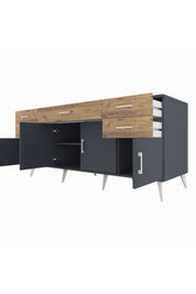 Kronos Konsol Tek Raflı 5 Çekmeceli 4 Kapaklı 176x59x83 - S610M026V18C