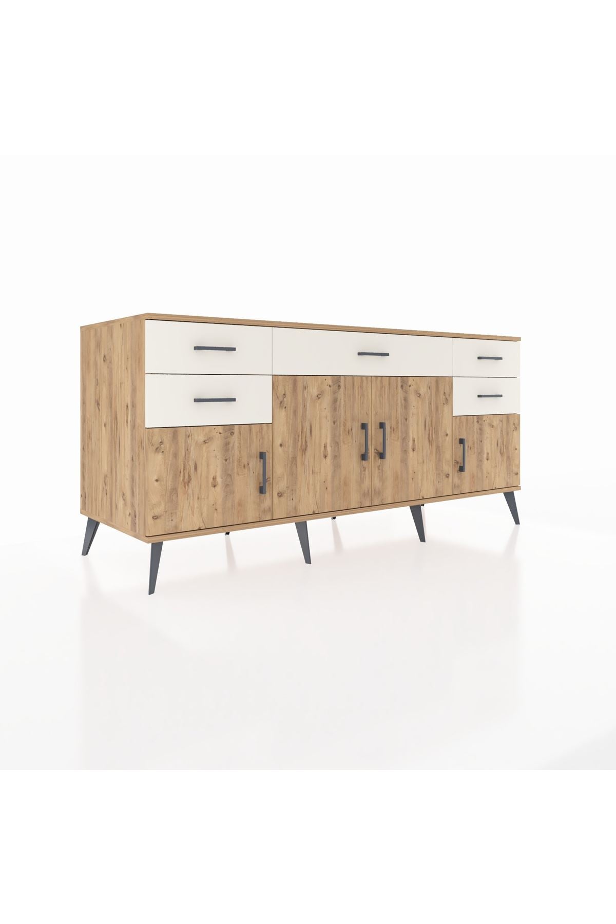 Kronos Konsol Tek Raflı 5 Çekmeceli 4 Kapaklı 176x59x83 - S610M026V19C