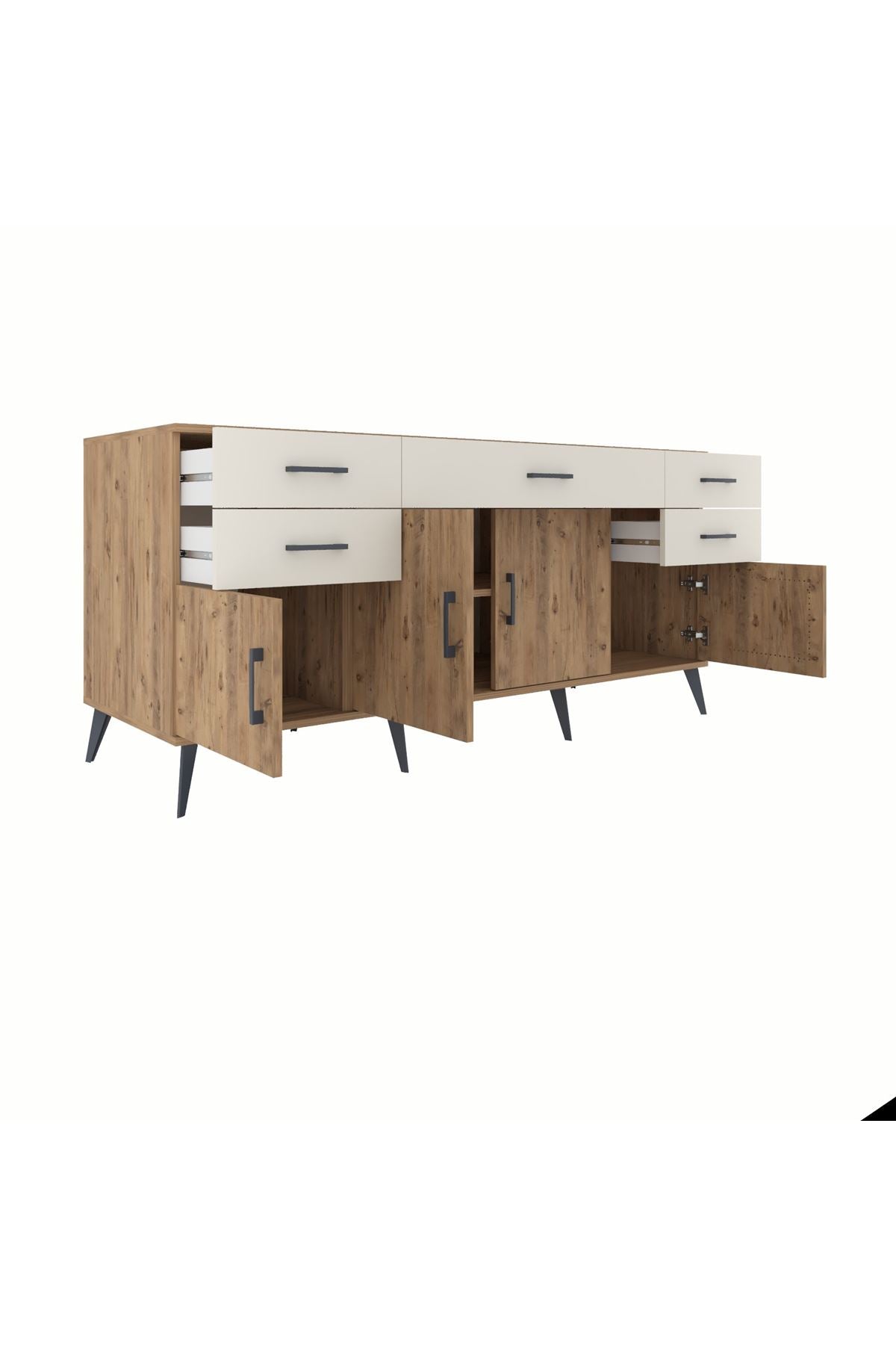 Kronos Konsol Tek Raflı 5 Çekmeceli 4 Kapaklı 176x59x83 - S610M026V19C